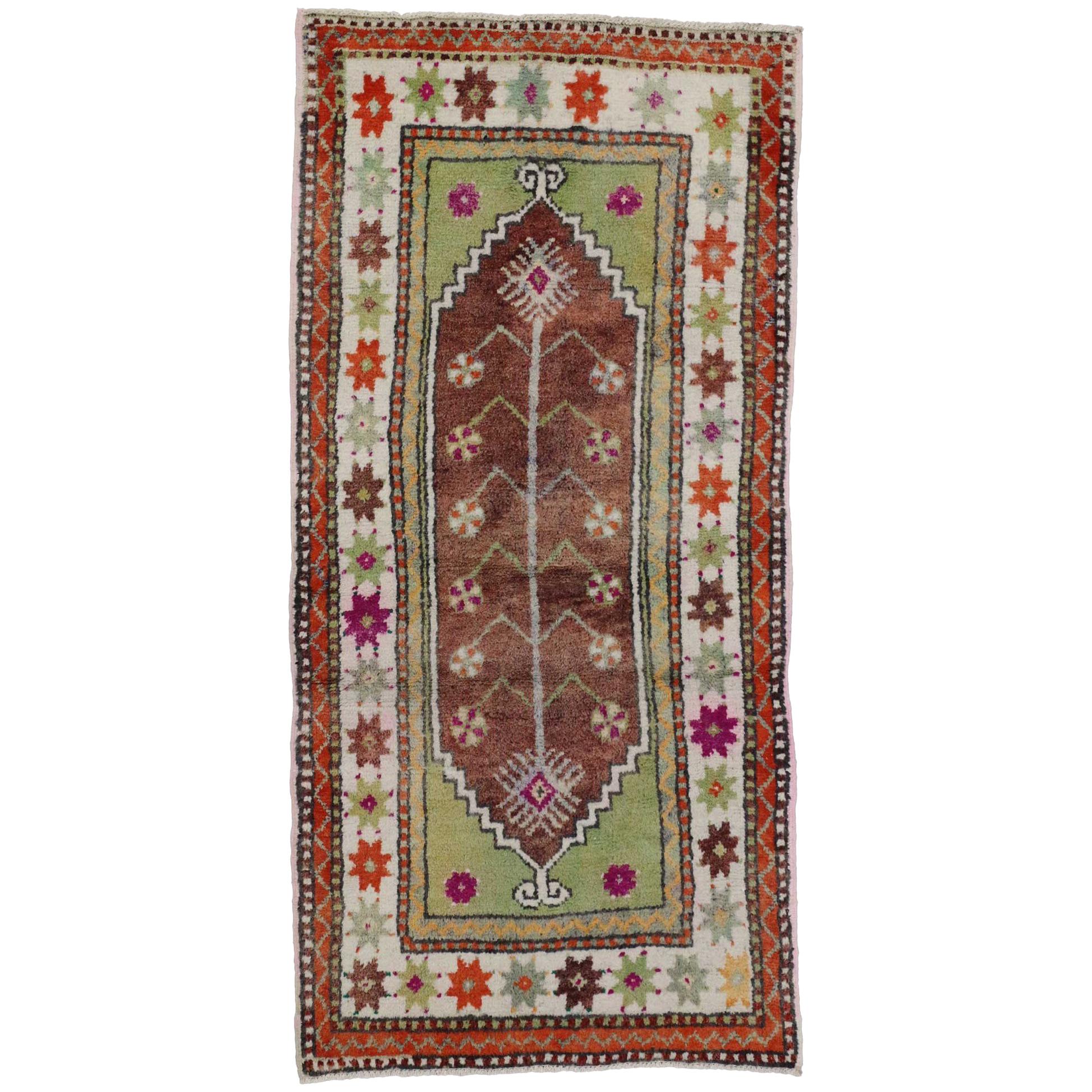 Vintage Turkish Oushak Rug, Colorful Rug for Kitchen, Bath, Foyer or Entryway For Sale