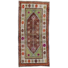 Used Turkish Oushak Rug, Colorful Rug for Kitchen, Bath, Foyer or Entryway
