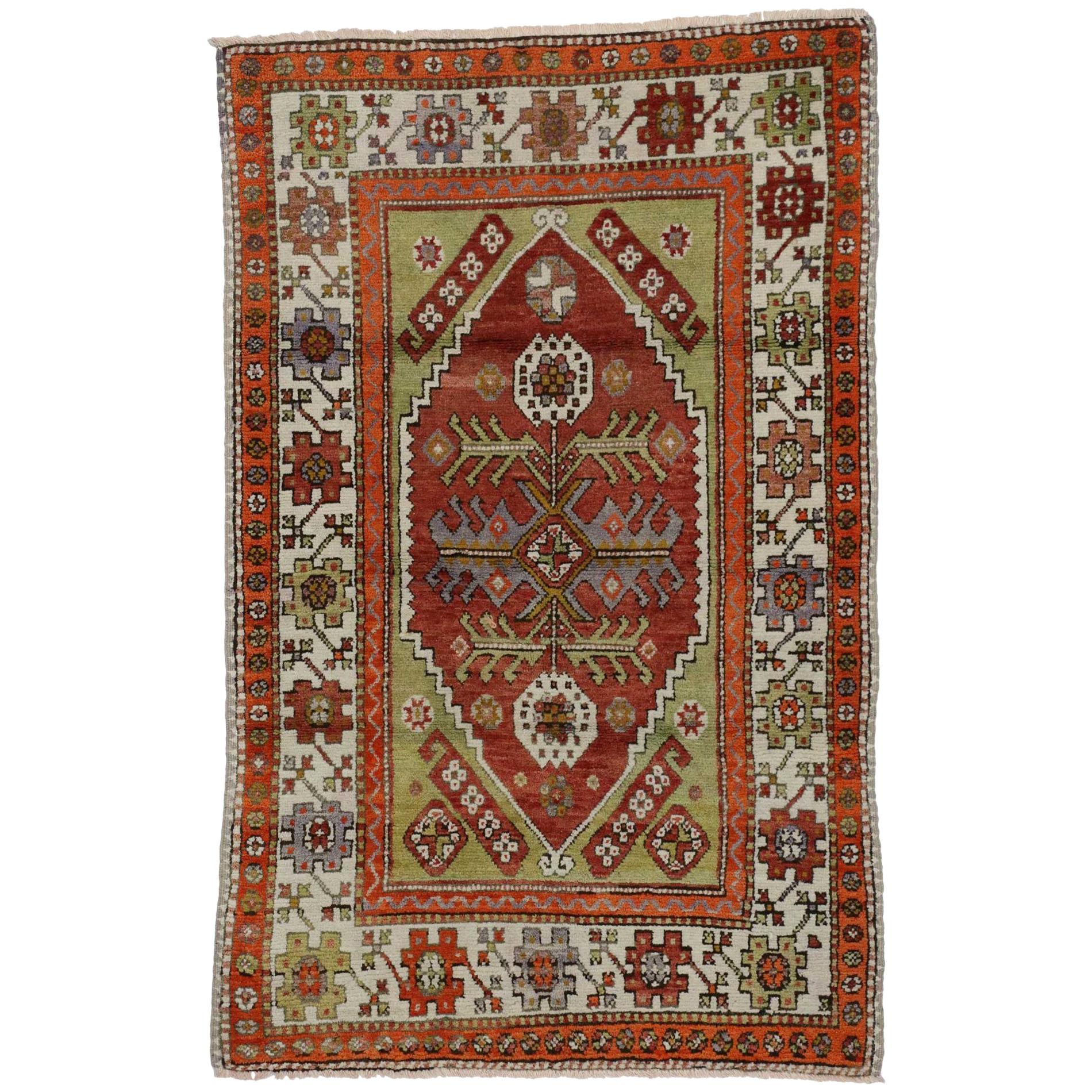 Vintage Turkish Oushak Rug, Colorful Rug for Kitchen, Bath, Foyer or Entryway For Sale at 1stDibs