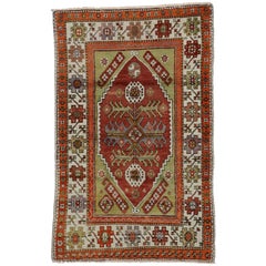 Vintage Turkish Oushak Rug, Colorful Rug for Kitchen, Bath, Foyer or Entryway