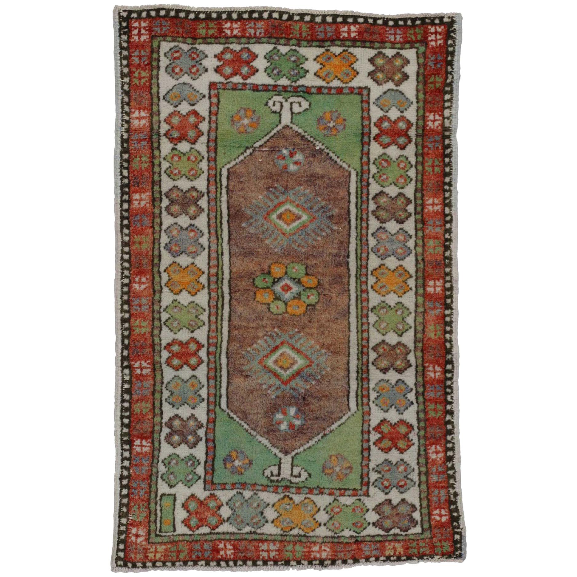 Vintage Turkish Oushak Rug, Colorful Rug for Kitchen, Bath, Foyer or Entryway For Sale at 1stDibs