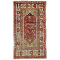 Retro Turkish Oushak Rug, Colorful Rug for Kitchen, Bath, Foyer or Entryway