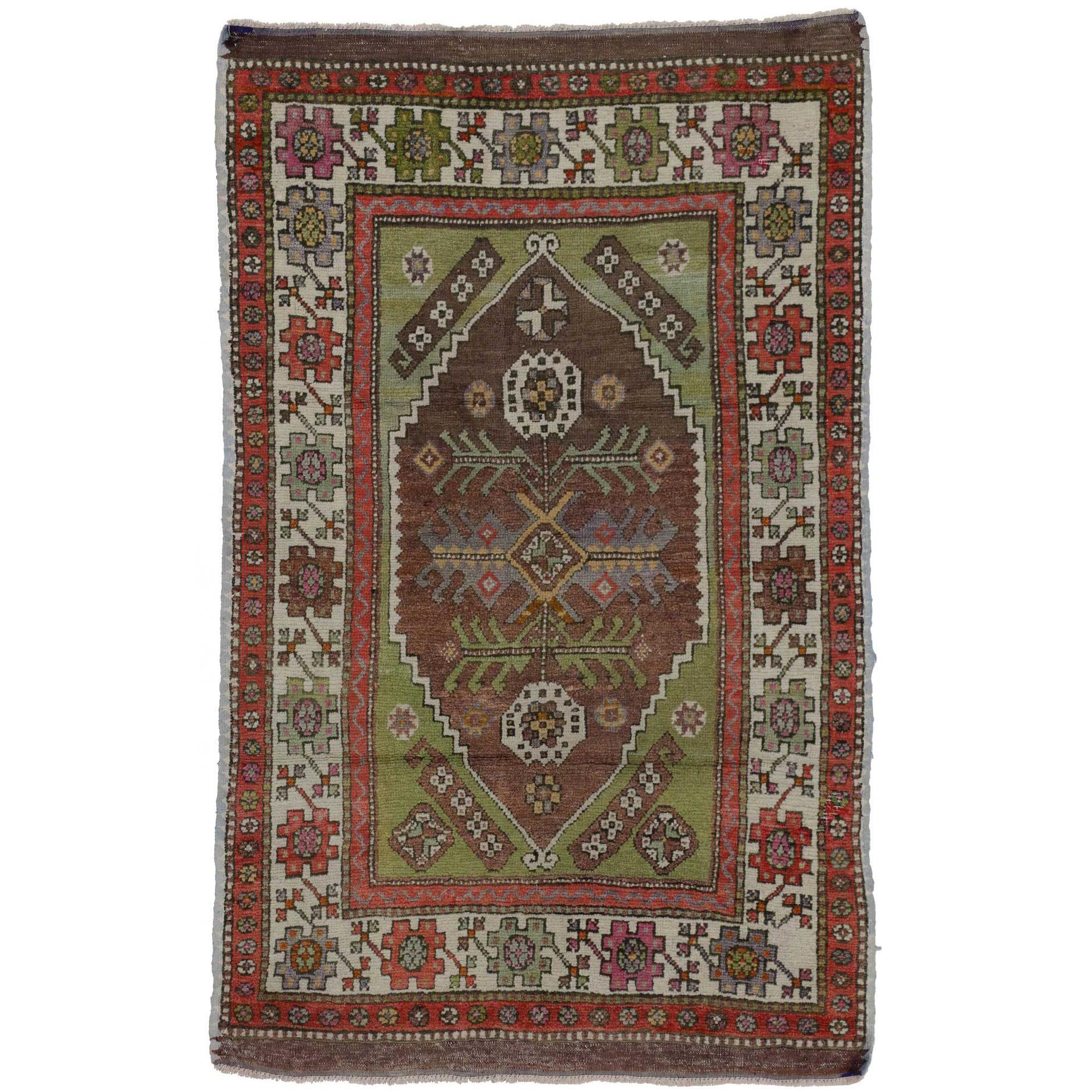 Tapis turc Oushak vintage, tapis coloré pour la cuisine, la salle de bains, le foyer ou l'entrée