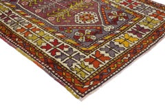 Colorful Vintage Turkish Oushak Wool Rug