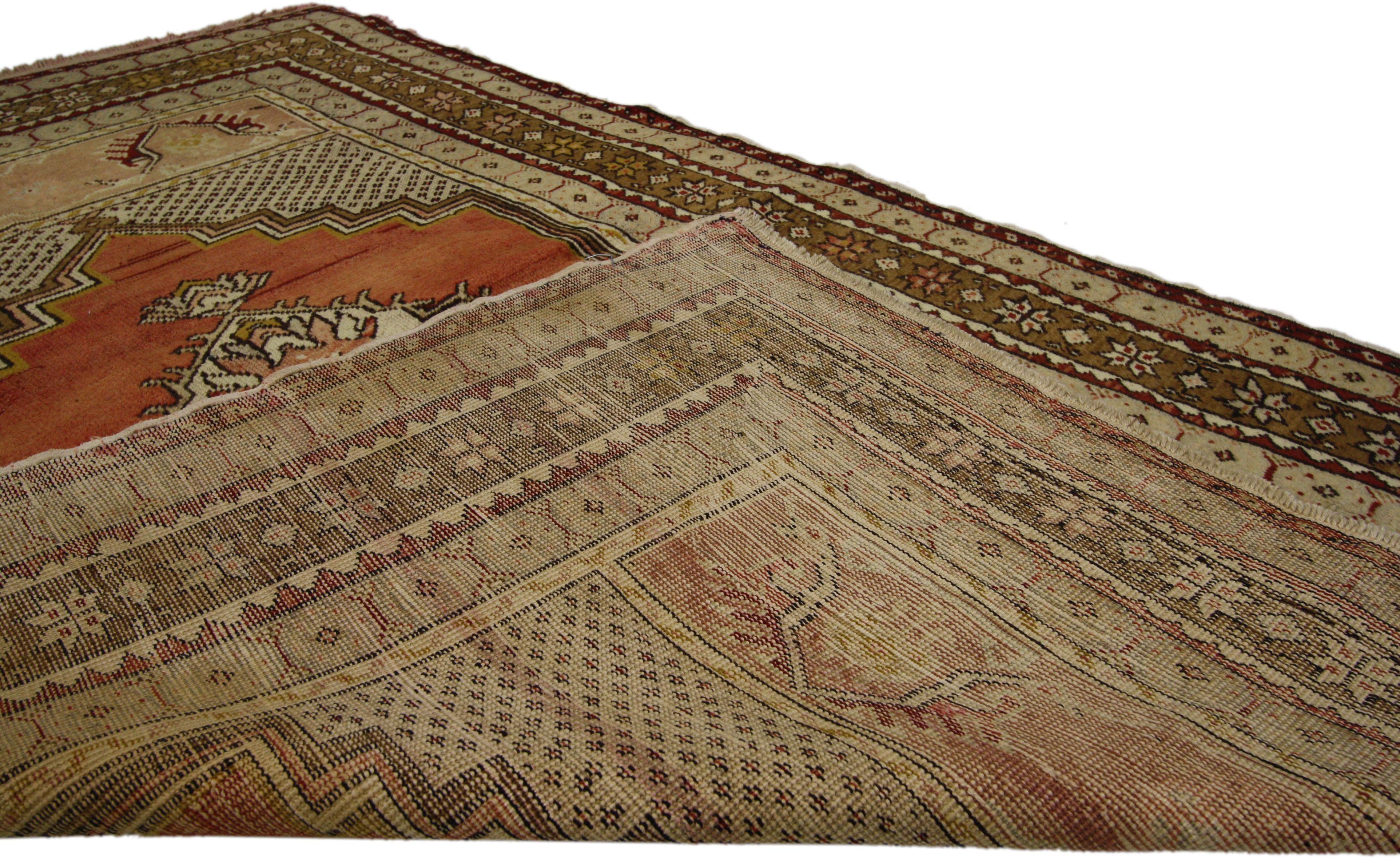 Vintage Turkish Oushak Rug, Entry or Foyer Rug In Good Condition For Sale In Dallas, TX