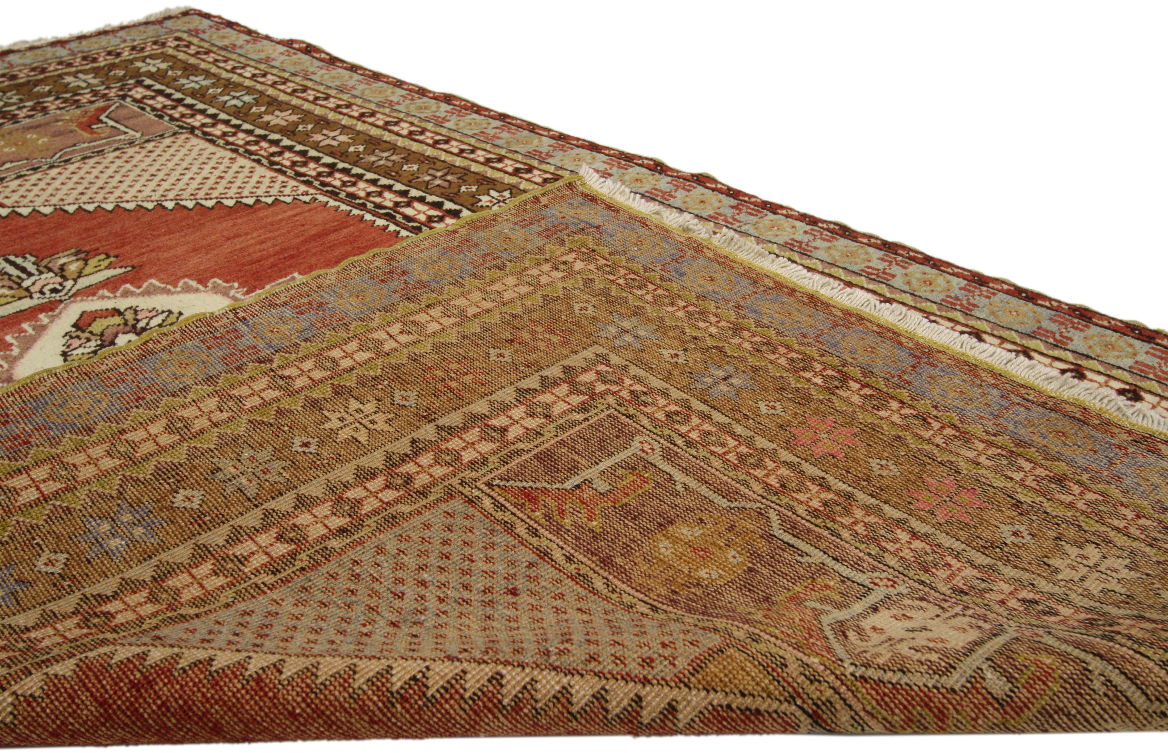 Noué à la main Tapis turc vintage d'Oushak, entrée ou salon en vente