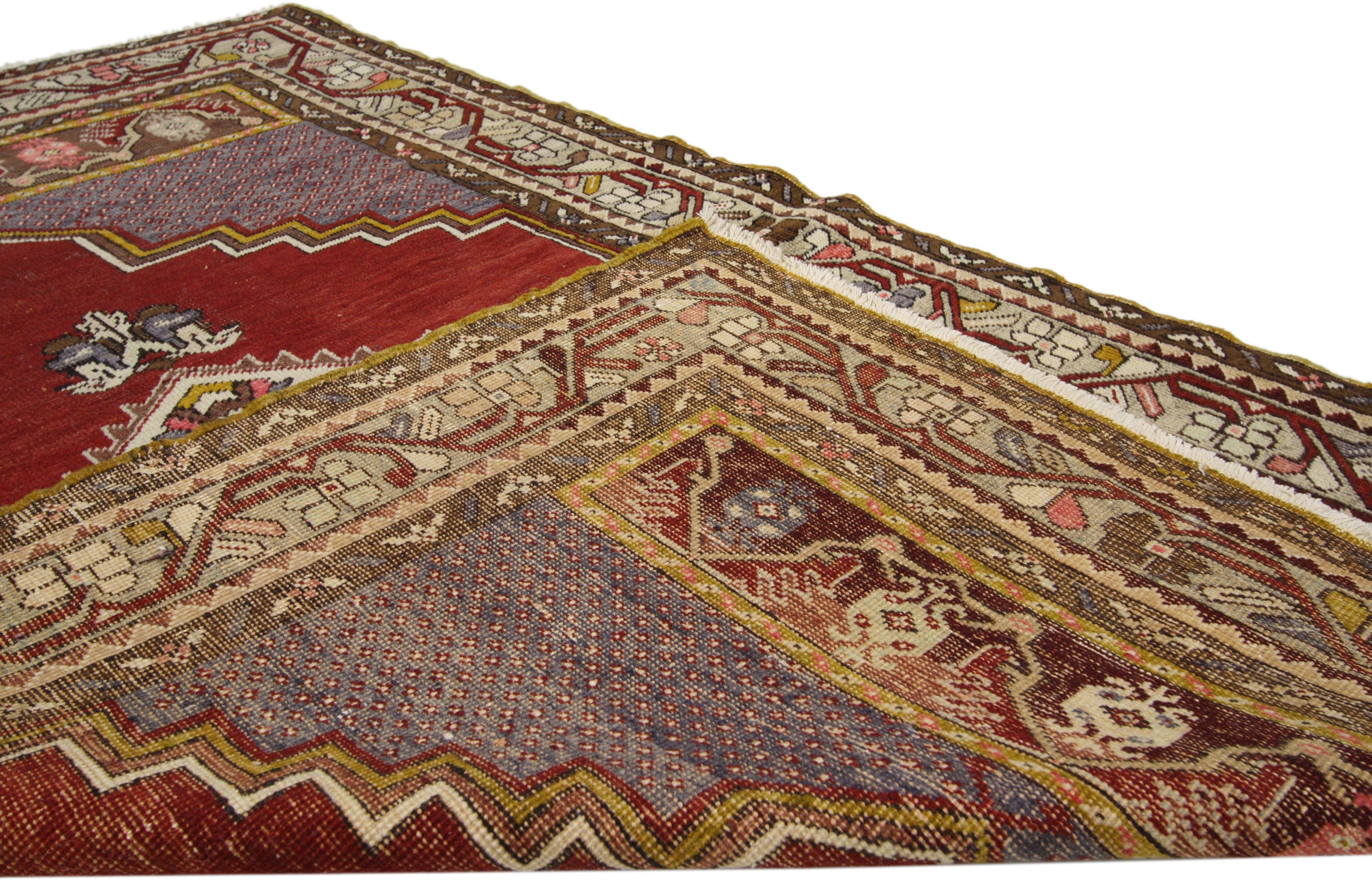 Vintage Turkish Oushak Rug for Entry, Kitchen, Bathroom, or Foyer Rug In Good Condition For Sale In Dallas, TX