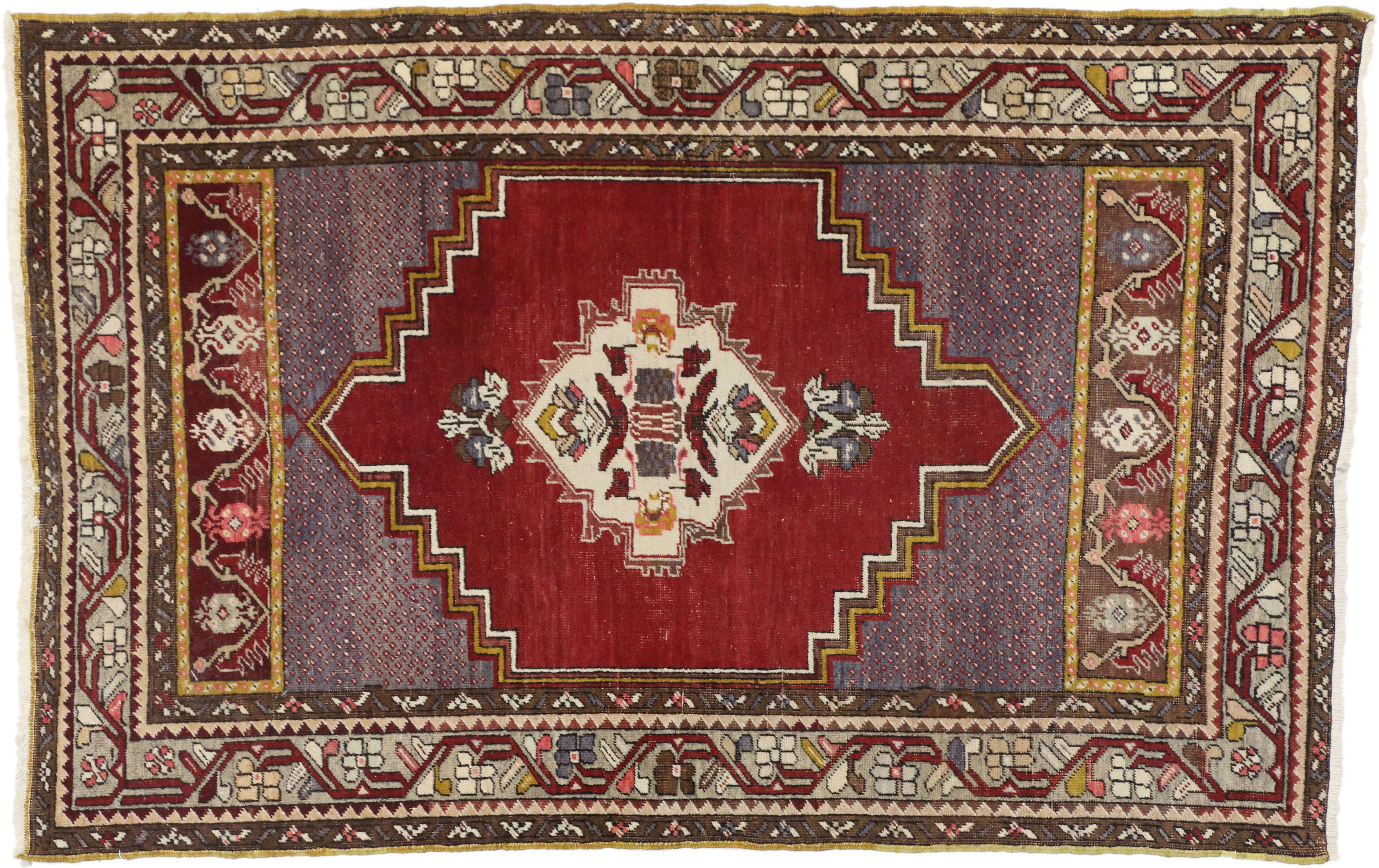 Wool Vintage Turkish Oushak Rug for Entry, Kitchen, Bathroom, or Foyer Rug For Sale