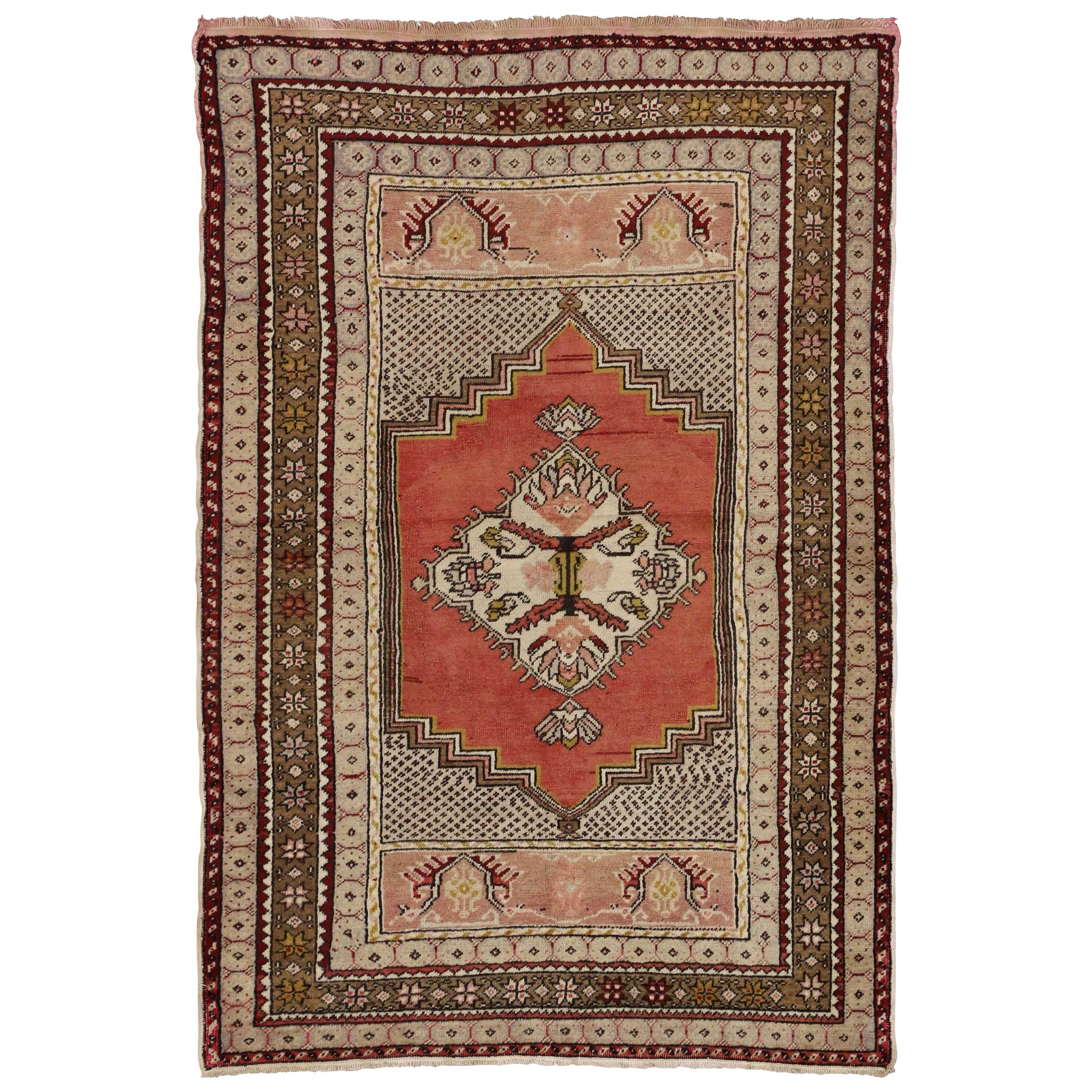 Tapis turc vintage d'Oushak, entrée ou salon