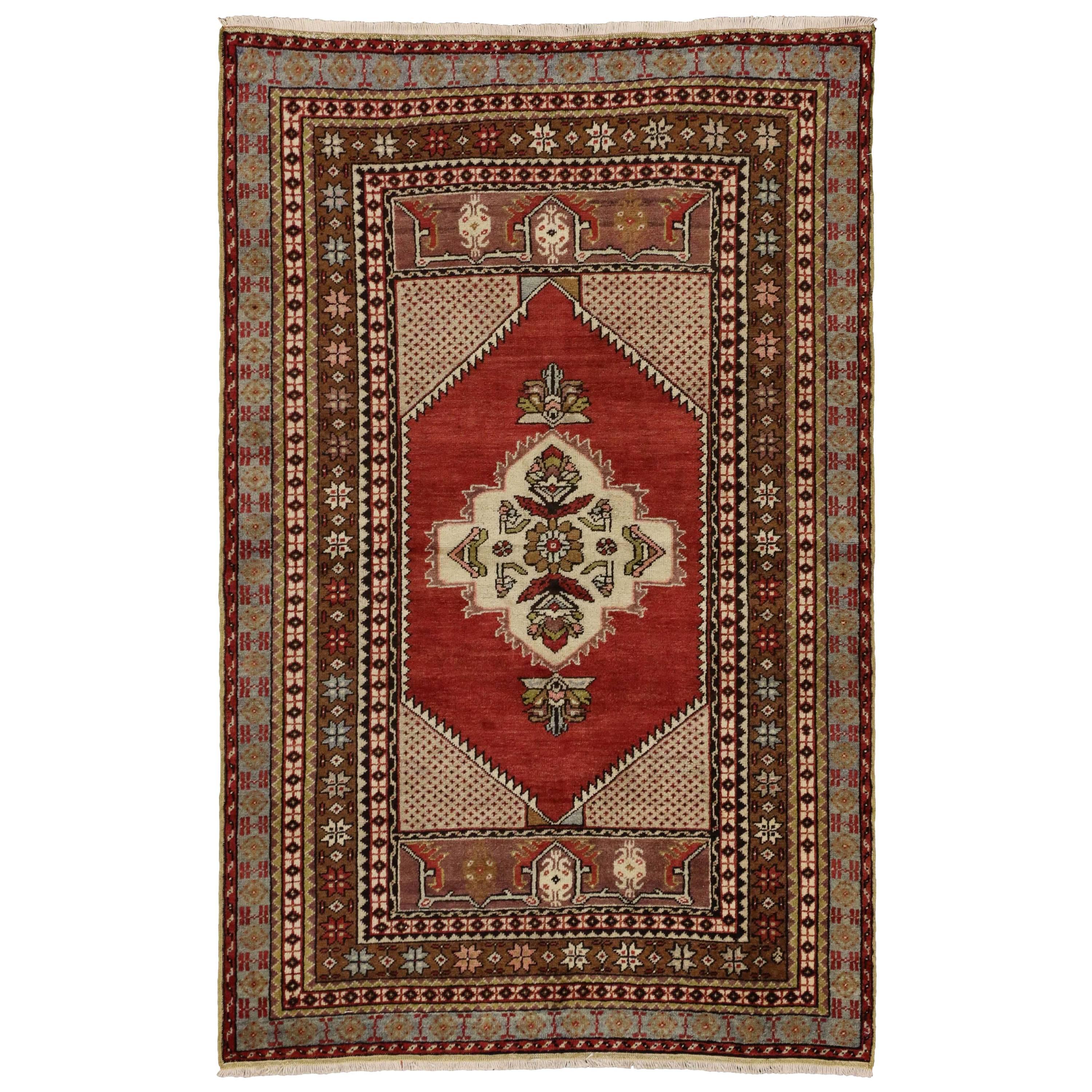 Vintage Turkish Oushak Rug, Entry or Foyer Rug For Sale