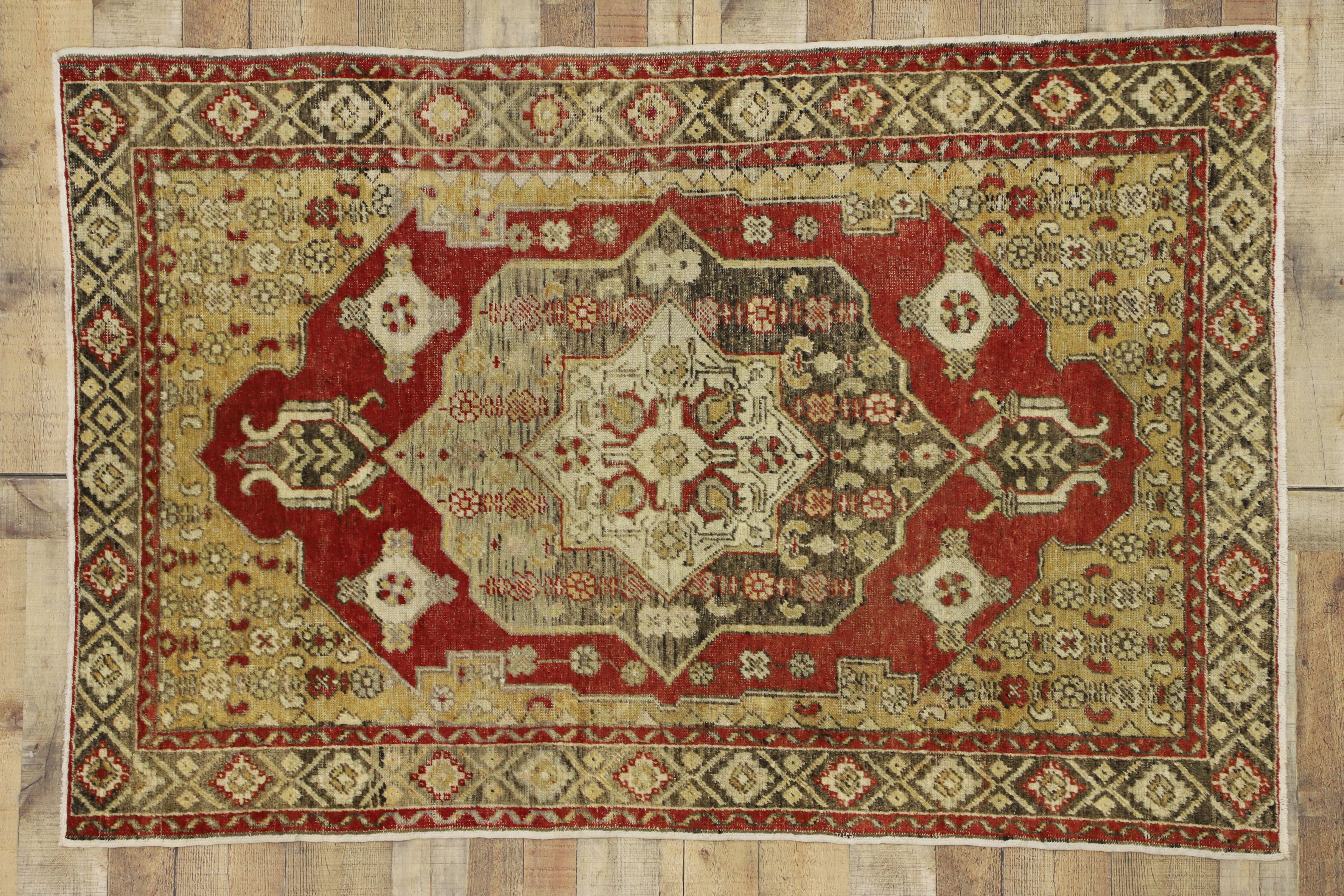 Alfombra turca vintage Oushak para la entrada, la cocina, el recibidor o el baño en venta 1