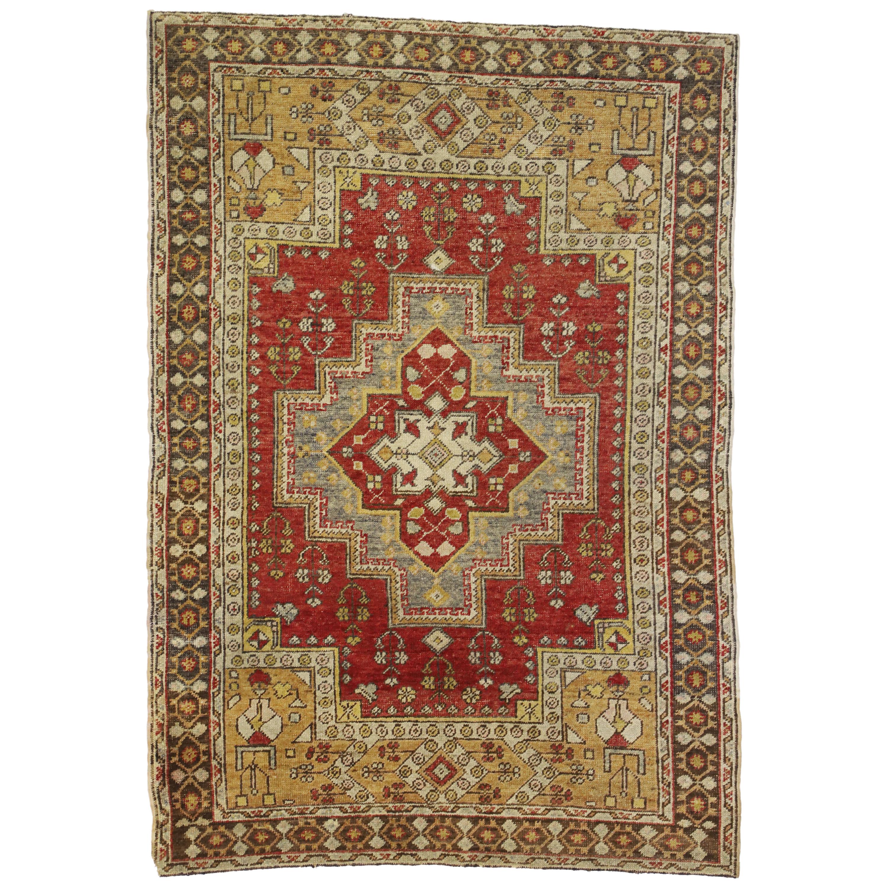 Türkischer Oushak-Teppich für Eingangsbereich, Küche, Foyer oder Bad