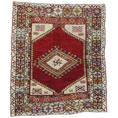 Small Vintage Turkish Oushak Rug