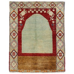 Used Turkish Oushak Rug for Kitchen, Bath, Foyer or Entryway, Prayer Rug