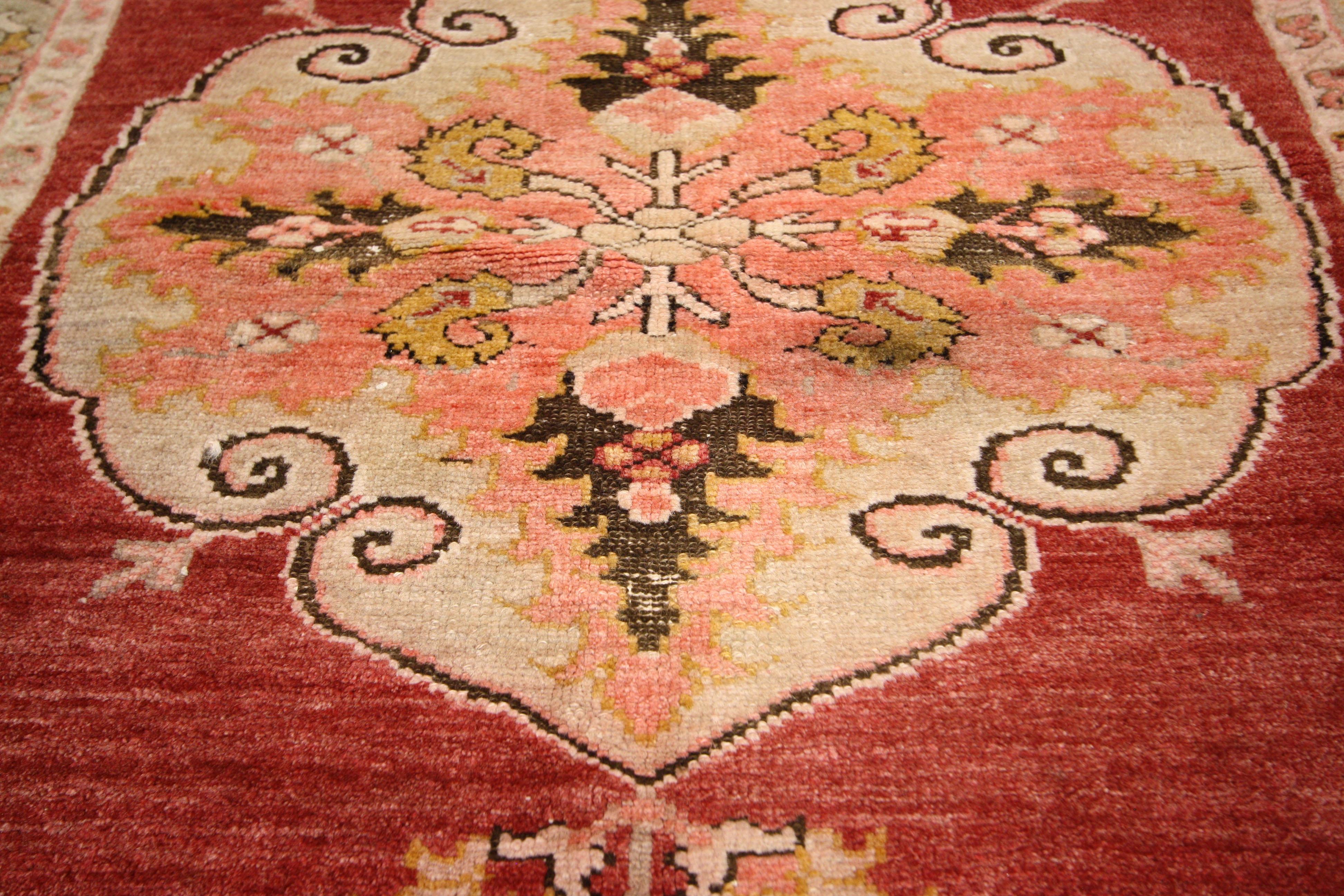 Laine Tapis turc vintage d'Oushak pour la cuisine, la salle de bains, le foyer ou l'entrée en vente