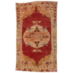 Retro Turkish Oushak Rug for Kitchen, Bath, Foyer or Entryway Rug