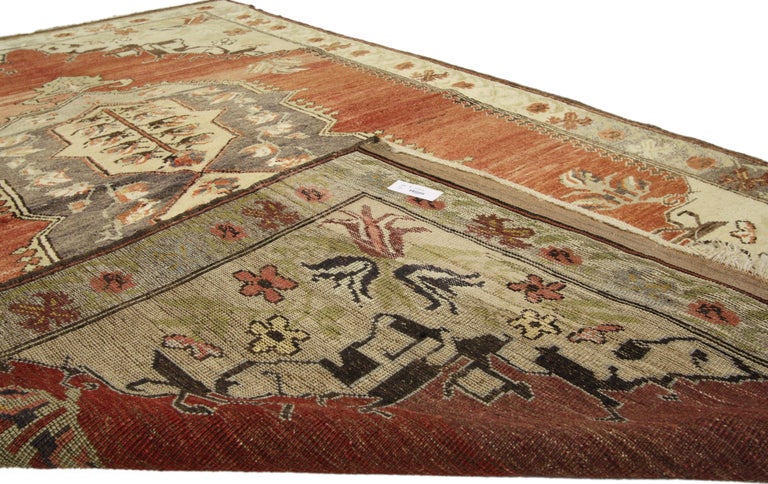 Vintage Turkish Oushak Rug for Kitchen, Bathroom, Foyer or Entry For ...