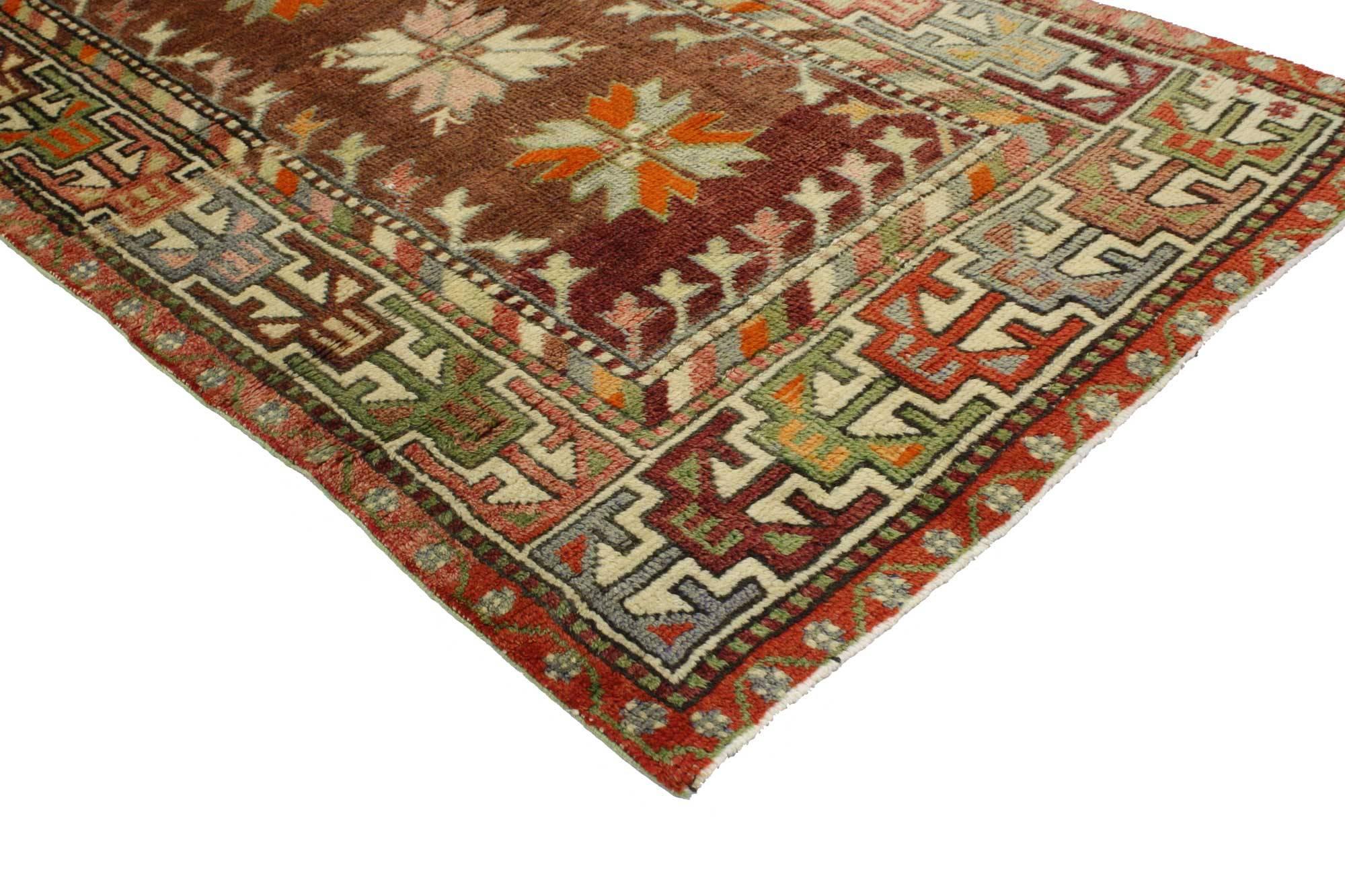 Hand-Knotted Vintage Turkish Oushak Rug for Kitchen, Bathroom, Foyer or Entry Rug For Sale