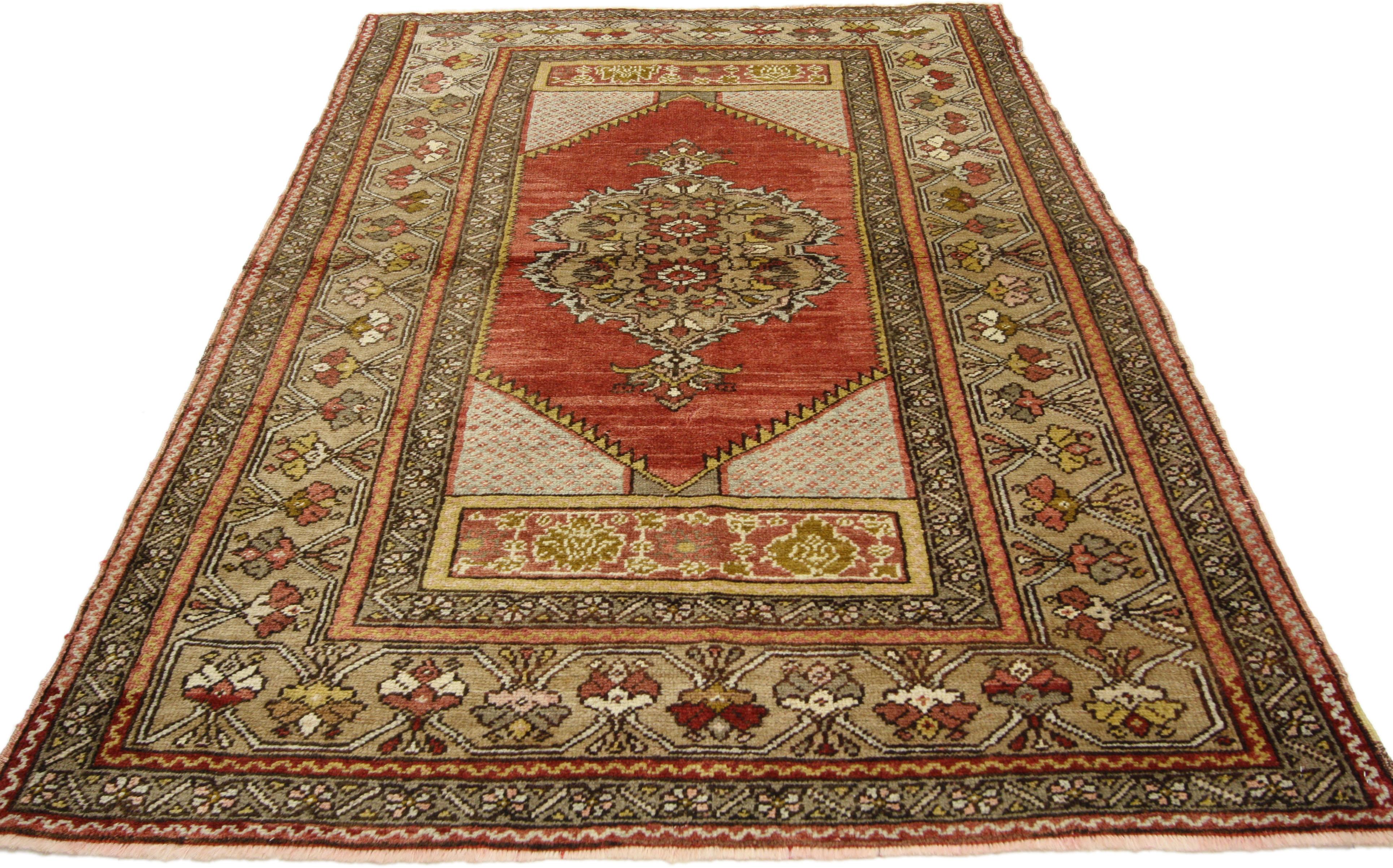 Hand-Knotted Vintage Turkish Oushak Rug for Kitchen, Bathroom, Foyer or Entry Rug For Sale