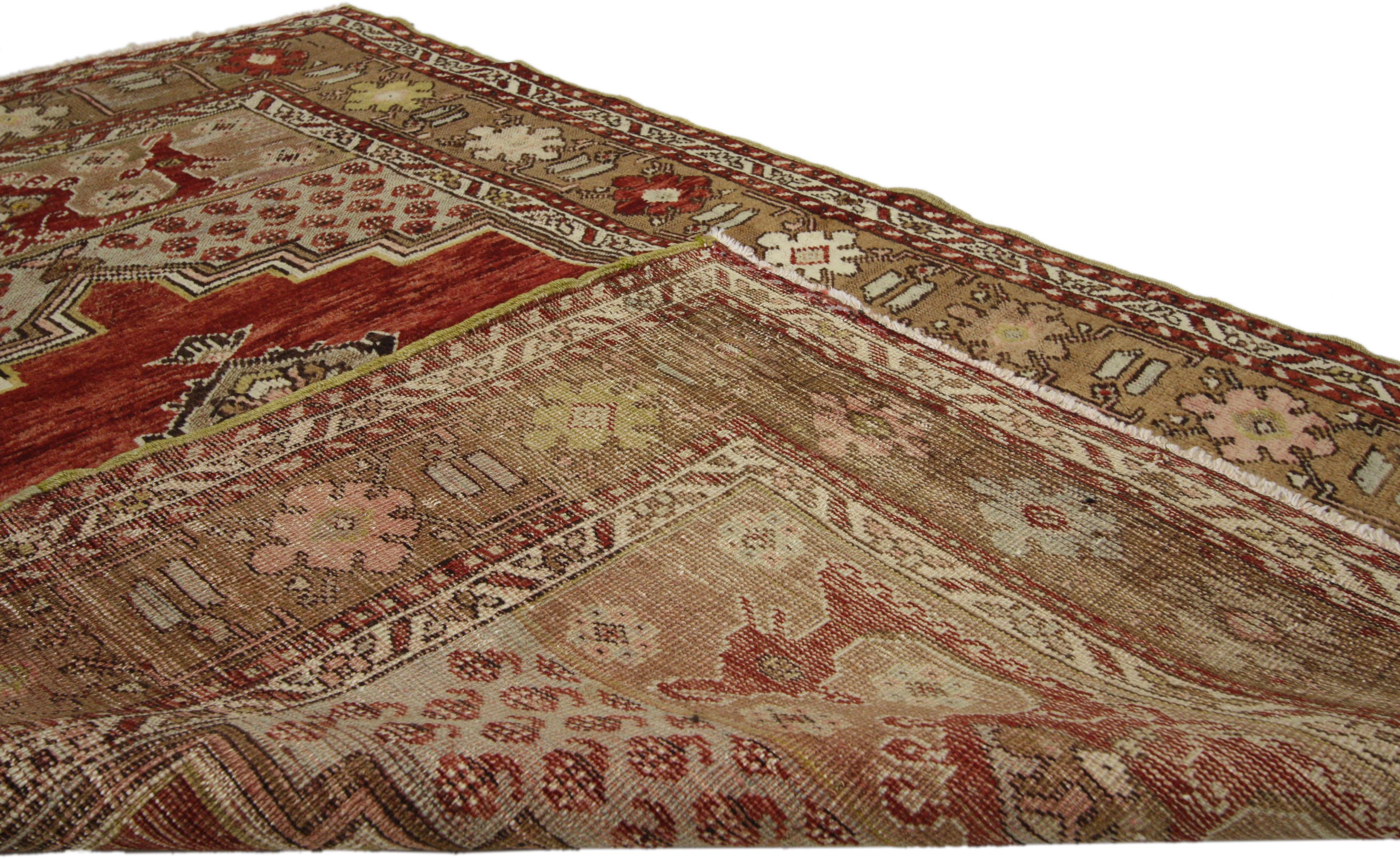 Hand-Knotted  Vintage Turkish Oushak Rug with Traditional Style For Sale