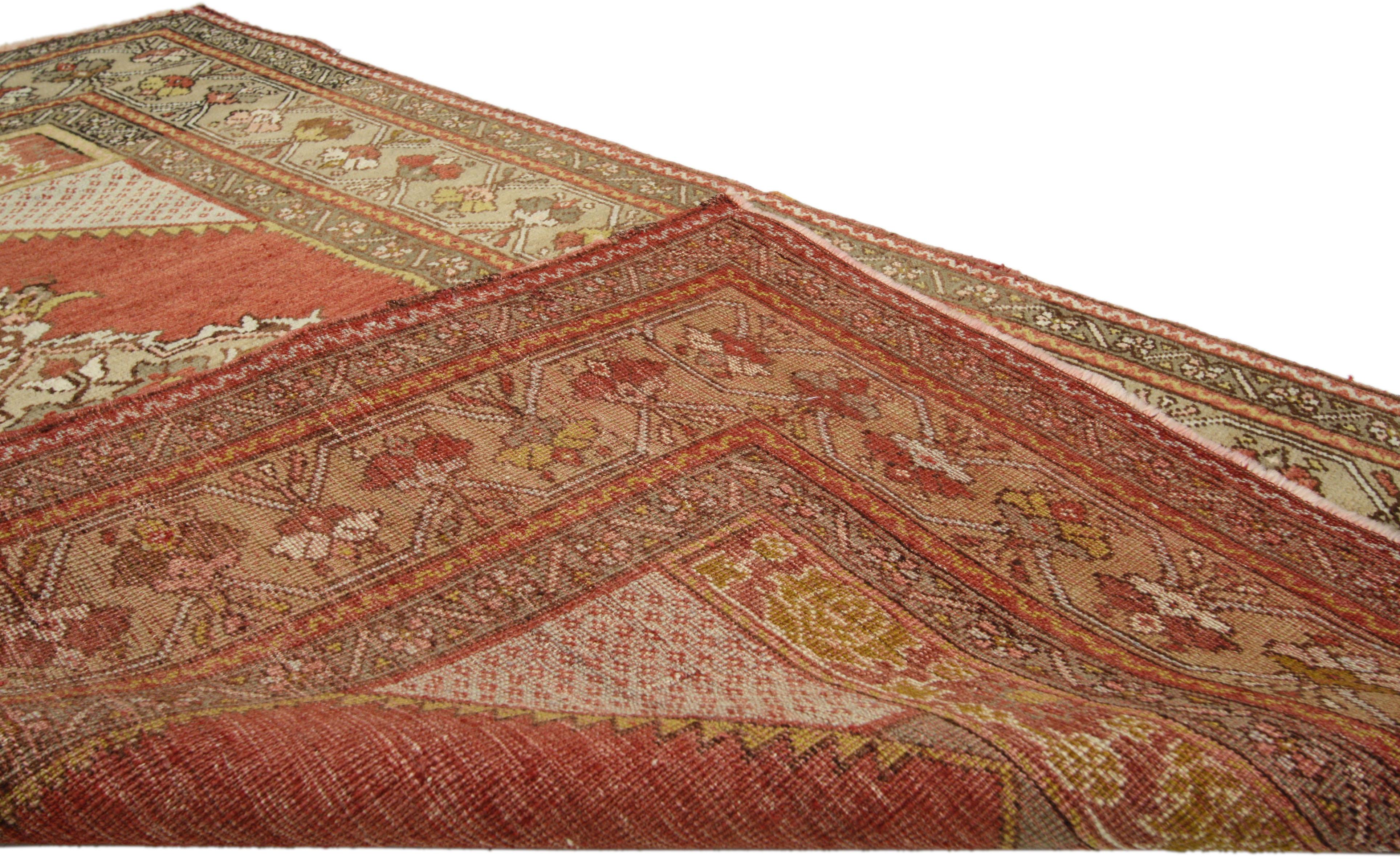 20th Century Vintage Turkish Oushak Rug for Kitchen, Bathroom, Foyer or Entry Rug For Sale