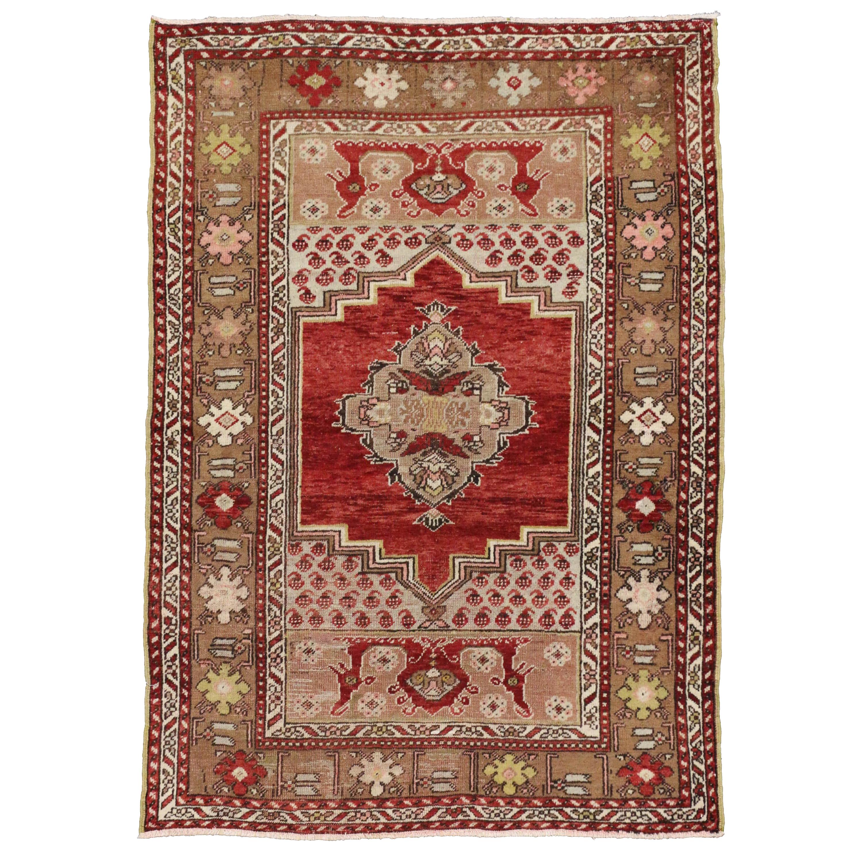  Türkischer Oushak-Teppich im traditionellen Stil, Vintage