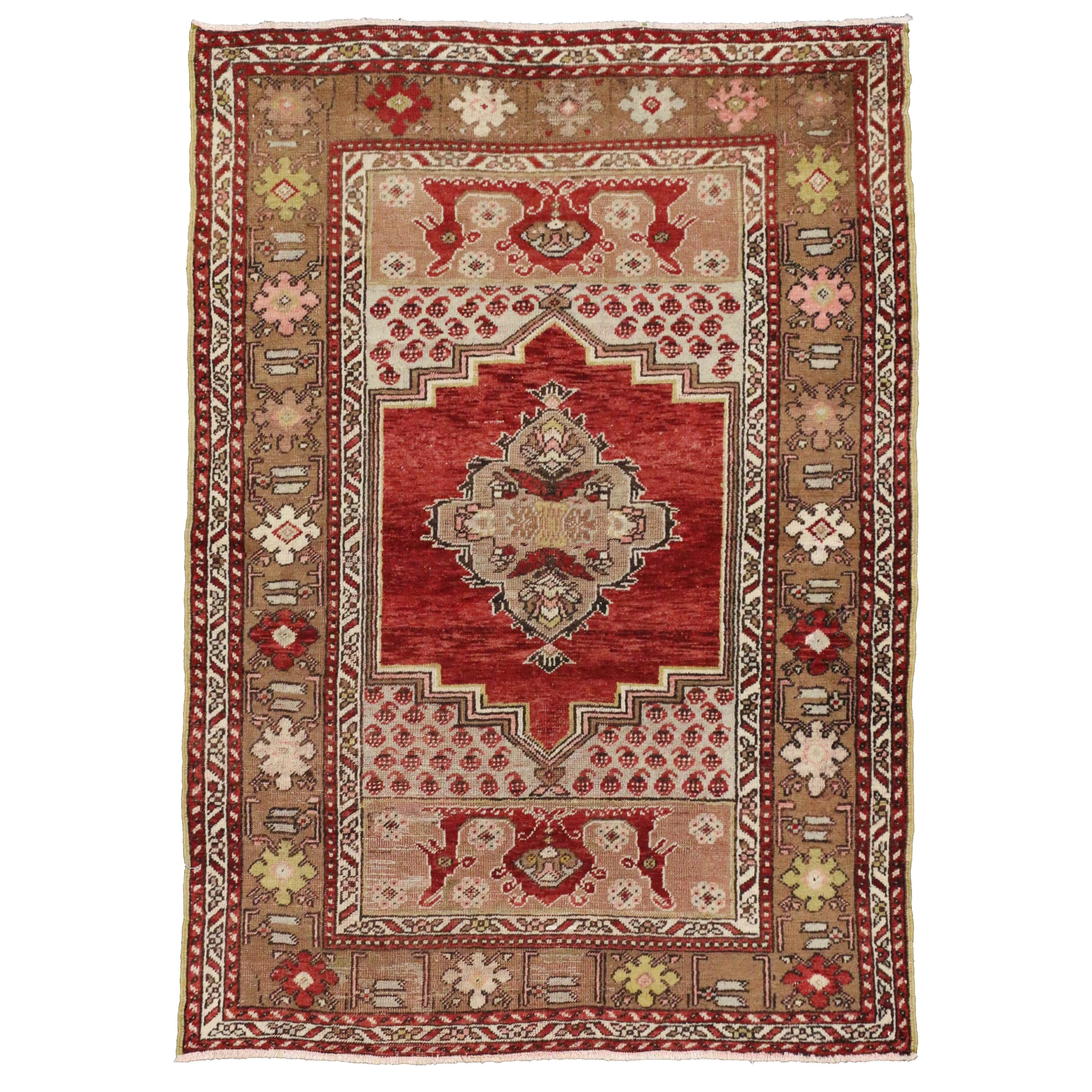  Vintage Turkish Oushak Rug with Traditional Style