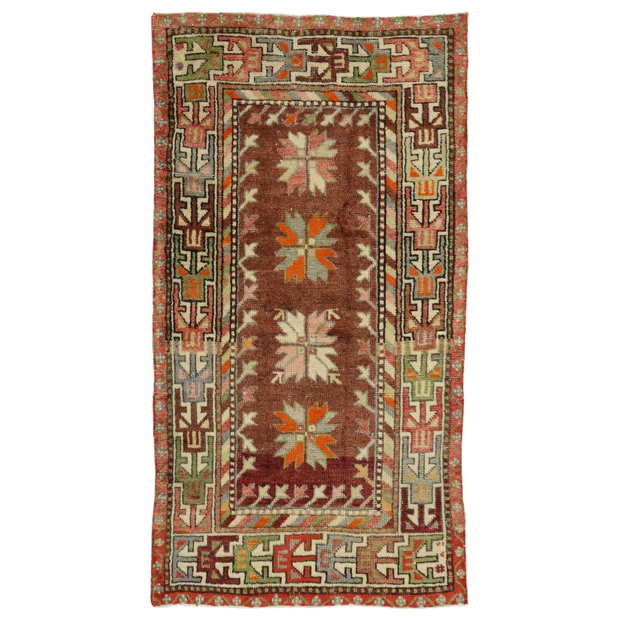 Vintage Turkish Oushak Rug for Kitchen, Bathroom, Foyer or Entry Rug For Sale