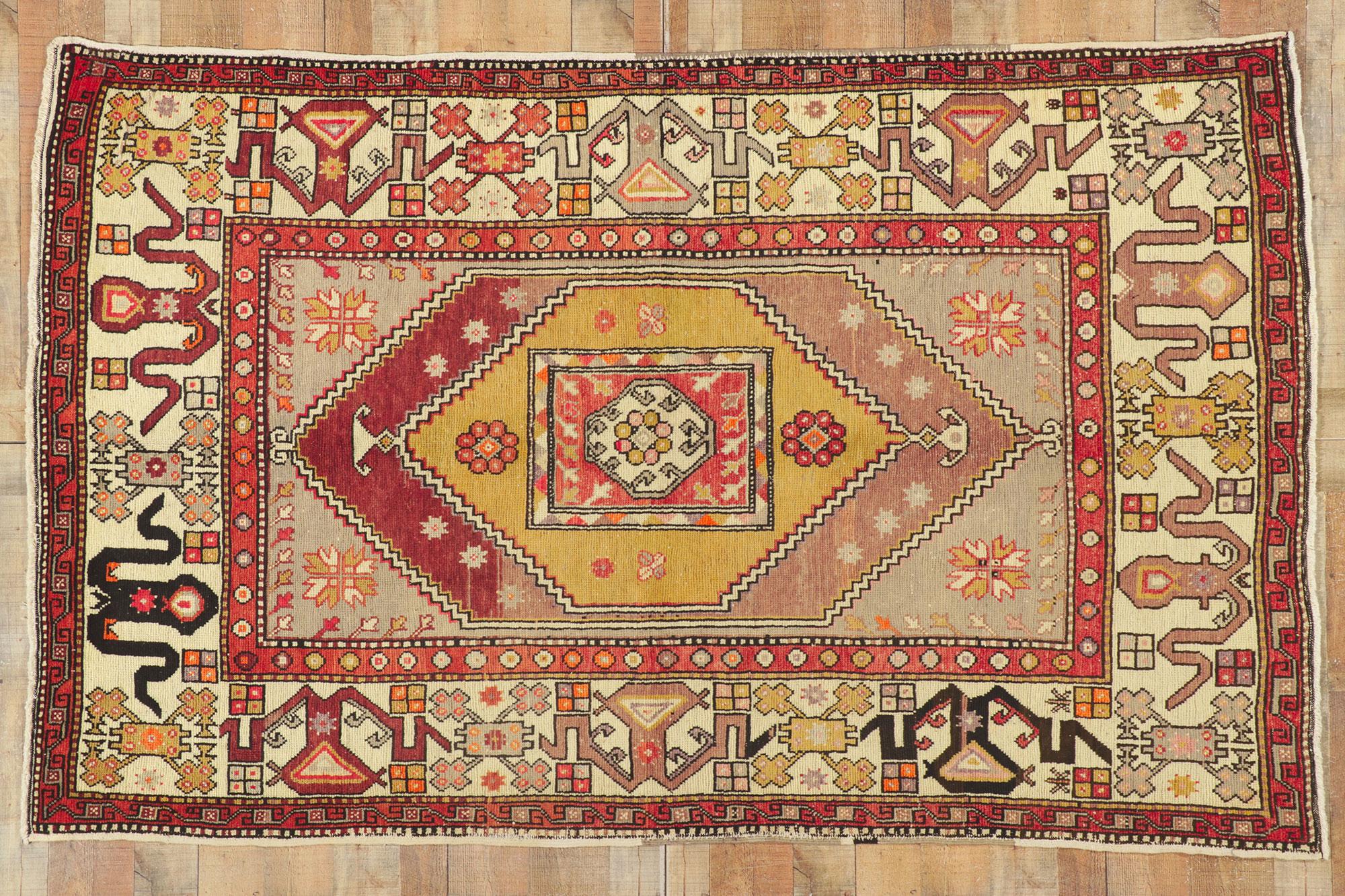 Vintage Turkish Oushak Rug For Sale 4