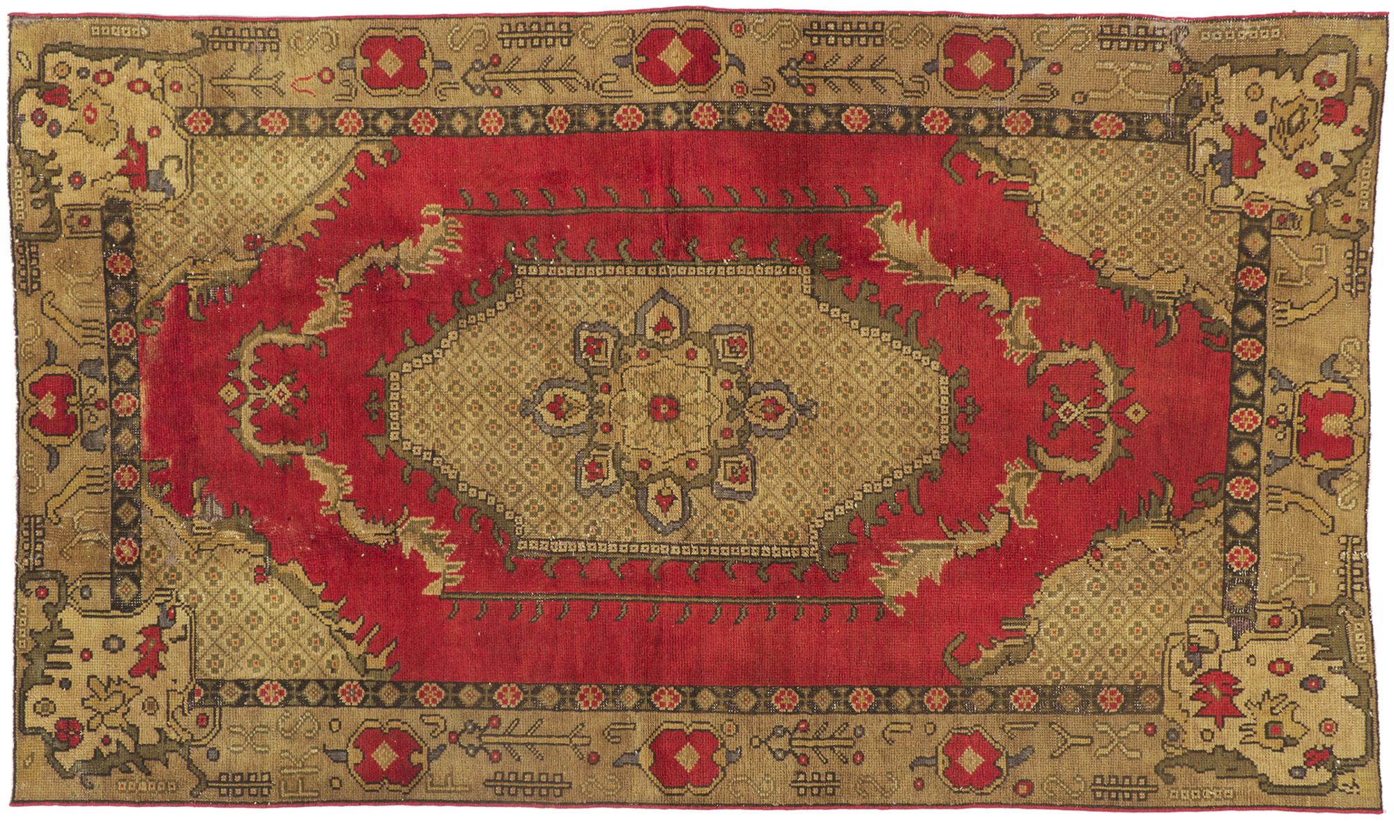 Vintage Turkish Oushak Rug For Sale 4