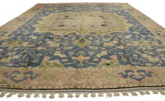Vintage Turkish Oushak Rug with Georgian Country Cottage Style
