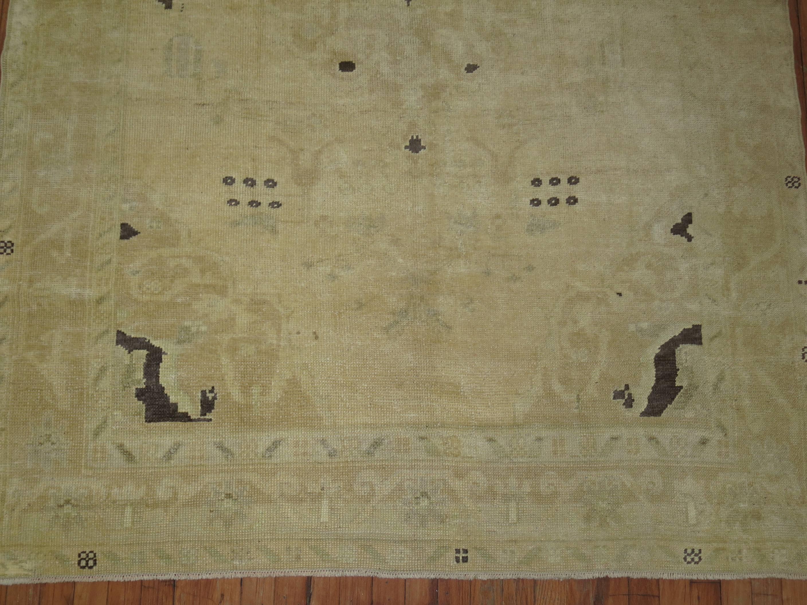 Vintage Turkish intermediate size Oushak rug.