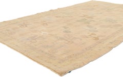 Vintage Turkish Oushak Rug, Subtle Shibui Meets Biophilic Design