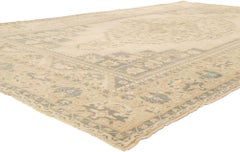 Vintage Turkish Oushak Rug Soft Earth-Tone Colors