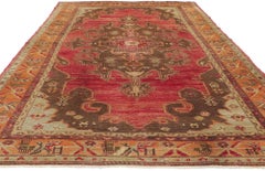Crimson Legacy: A Vintage Turkish Oushak Masterpiece