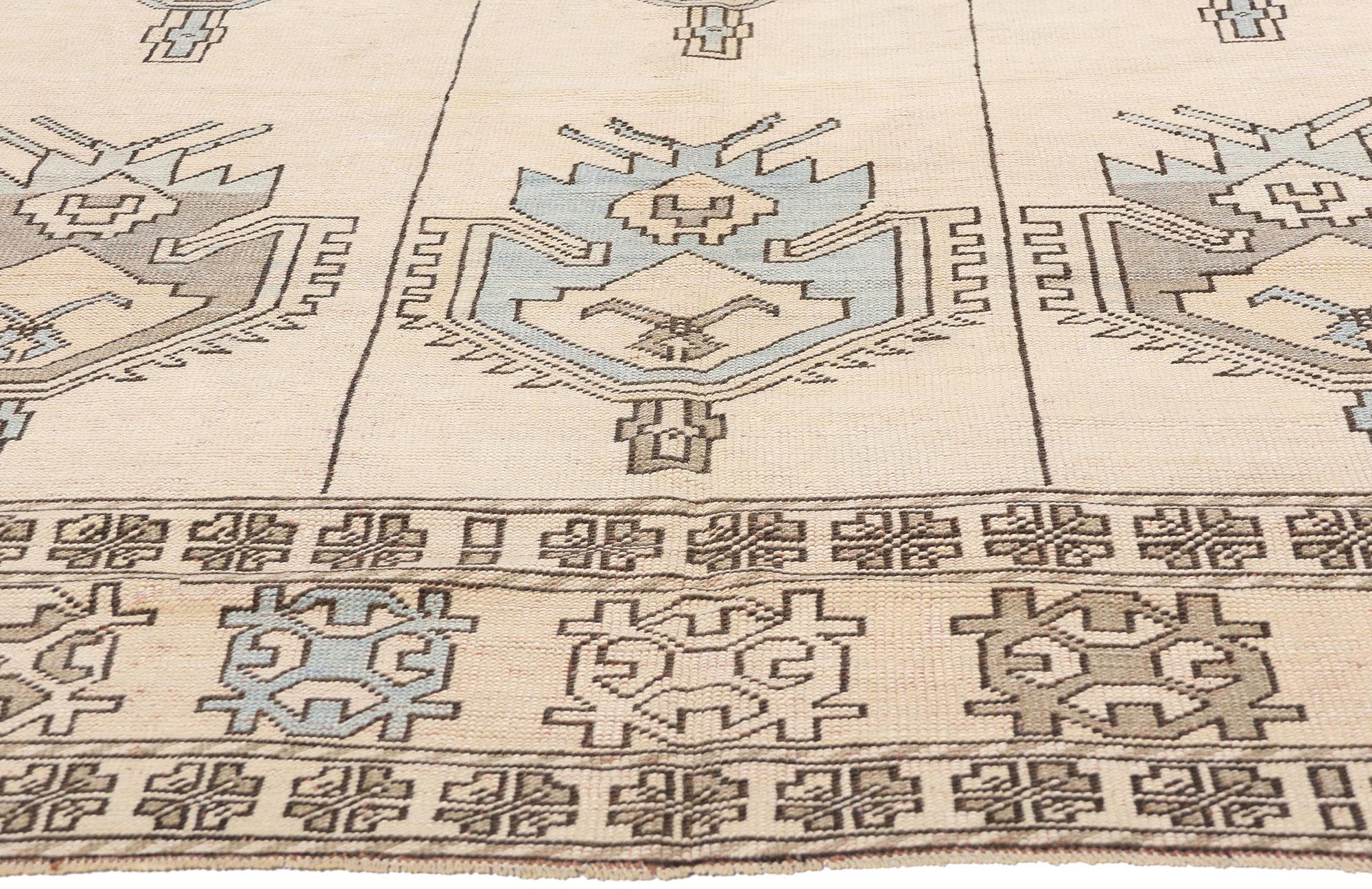 Alfombra turca Oushak de los años 80 con estilo tribal moderno Anudado a mano en venta