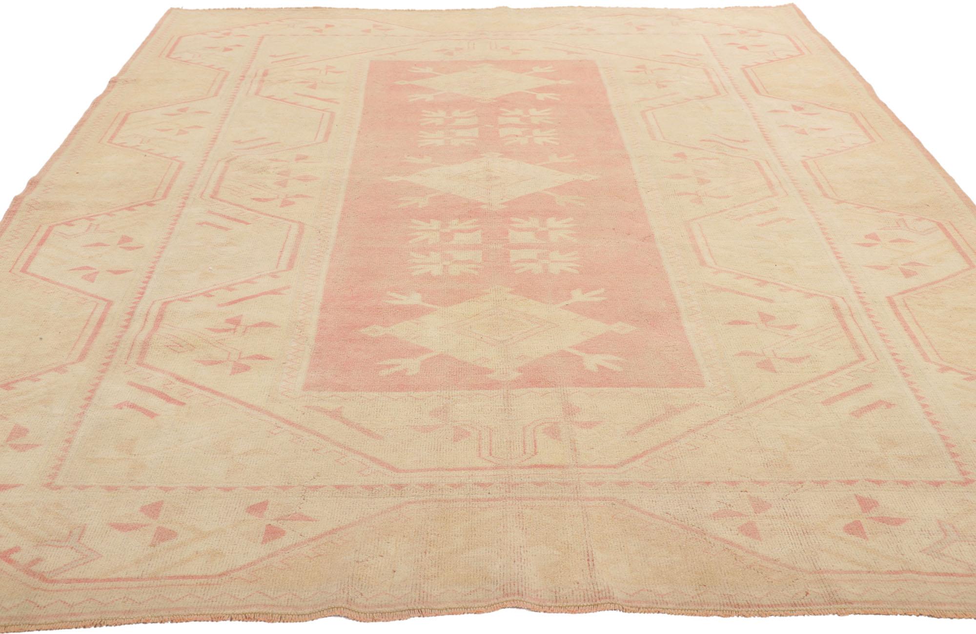 Hand-Knotted Vintage Turkish Oushak Rug, Traditional Sensibililty Meets Relaxed Refinement For Sale
