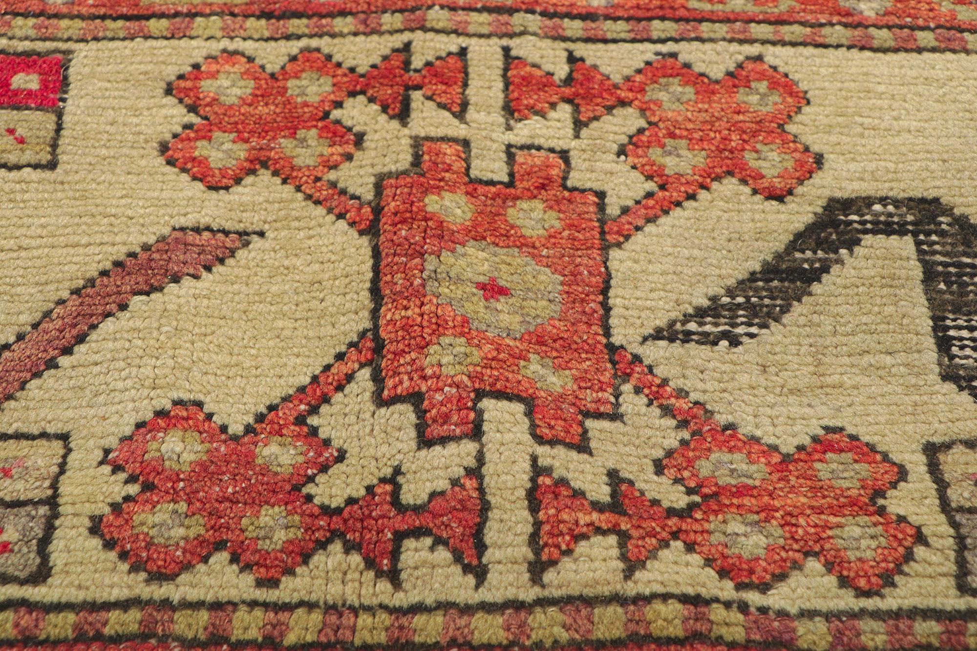 Hand-Knotted Vintage Turkish Colorful Oushak Rug For Sale