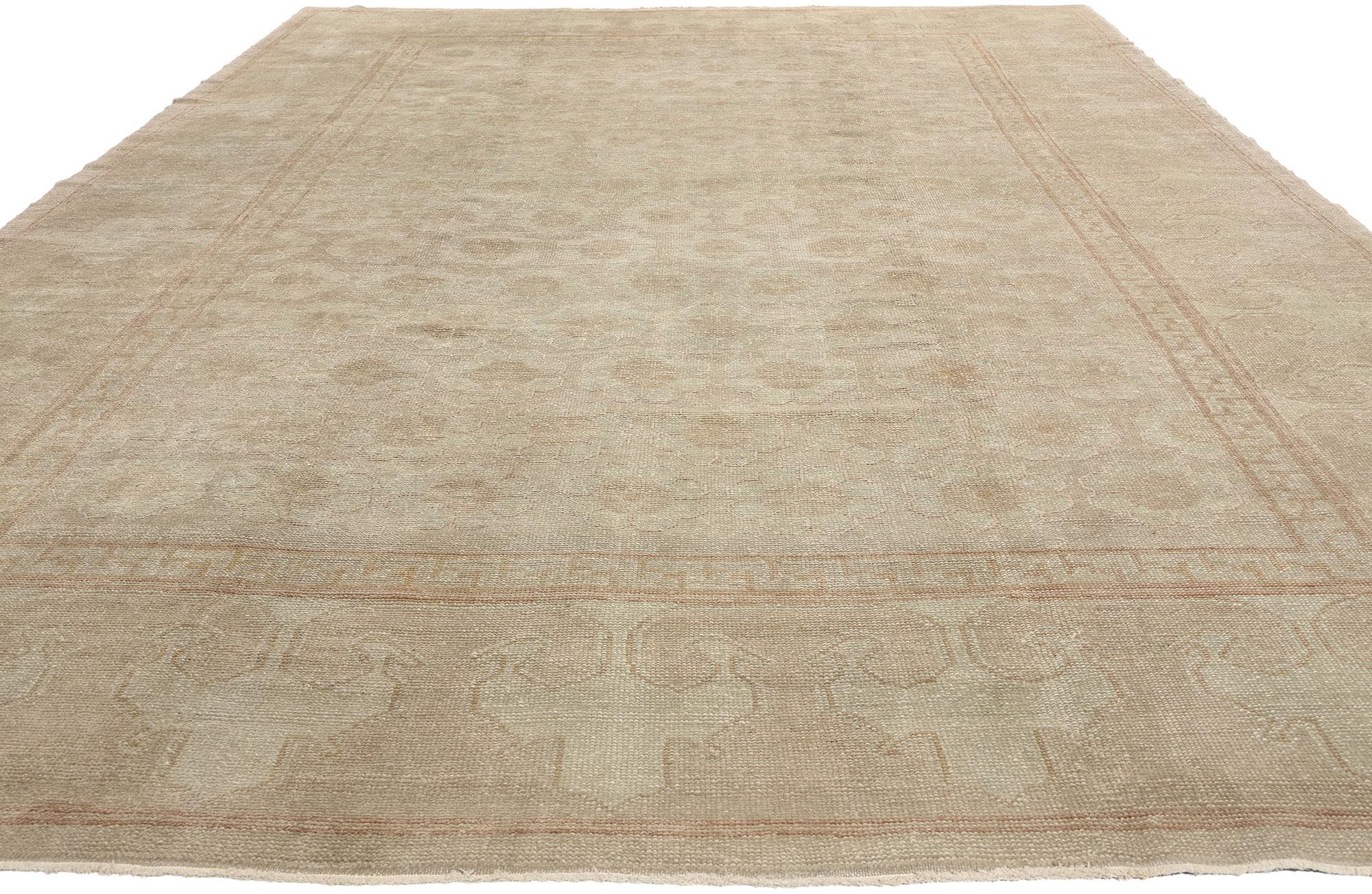 Hand-Knotted Vintage Turkish Oushak Rug For Sale