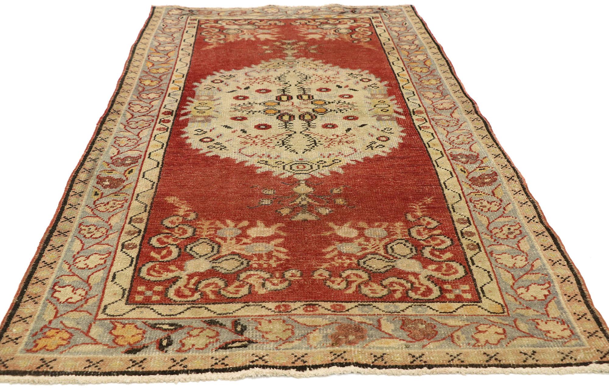 Hand-Knotted Vintage Turkish Oushak Rug For Sale