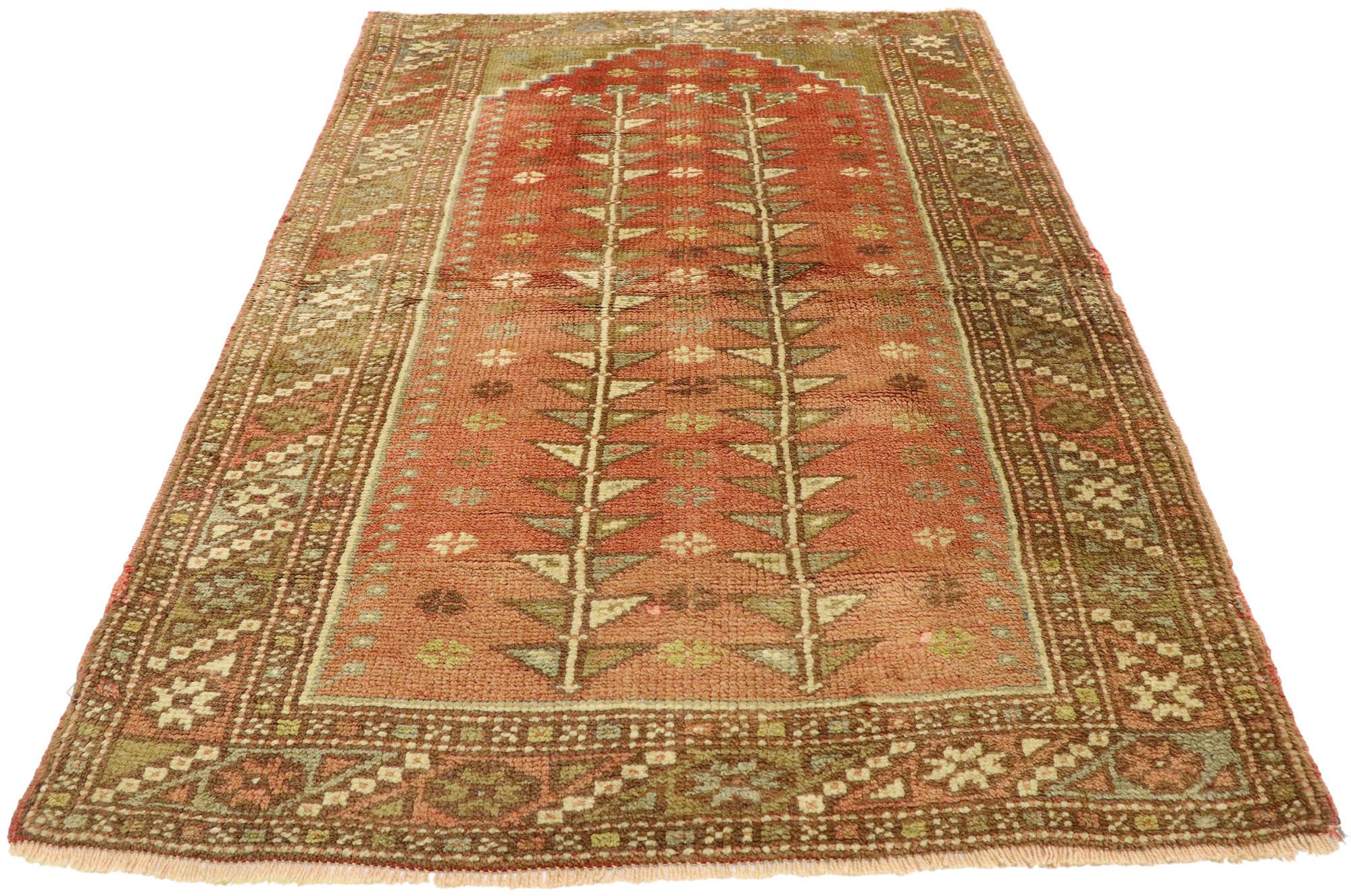 Hand-Knotted Vintage Turkish Oushak Rug For Sale