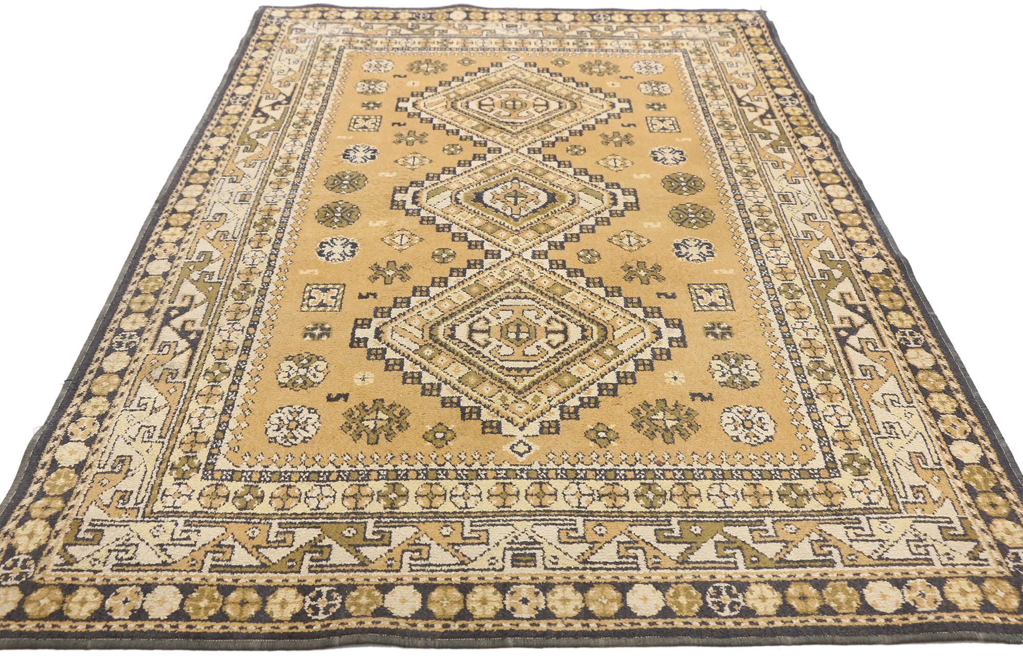 Hand-Knotted Vintage Turkish Oushak Rug For Sale