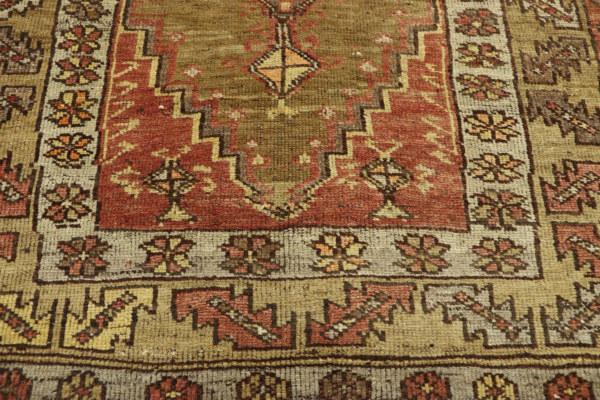 Hand-Knotted Vintage Turkish Oushak Rug For Sale