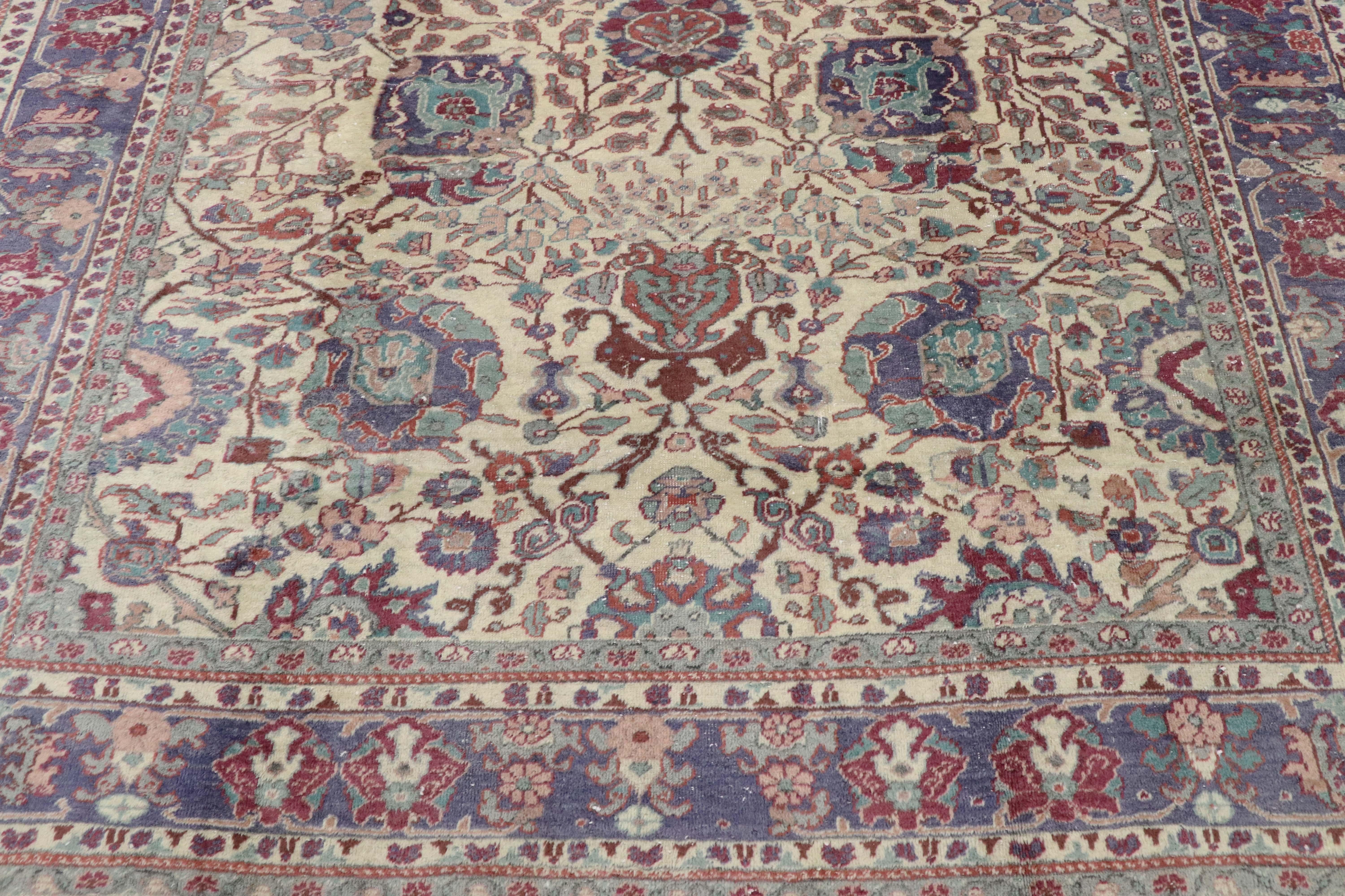 Vintage Turkish Oushak Rug In Good Condition For Sale In Dallas, TX