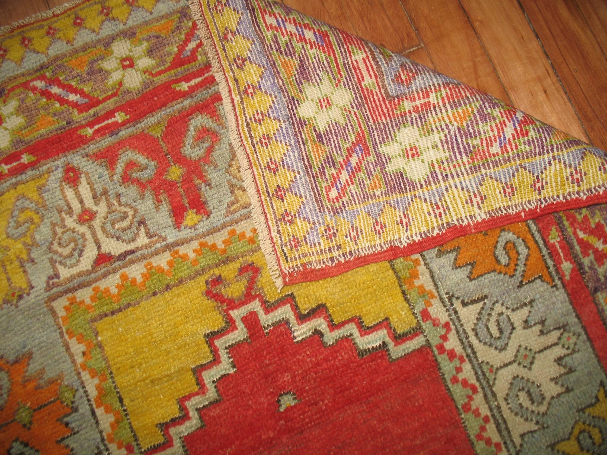 A colorful 20th century Turkish Melas scatter size rug.

Measures: 3' x 4'7''.