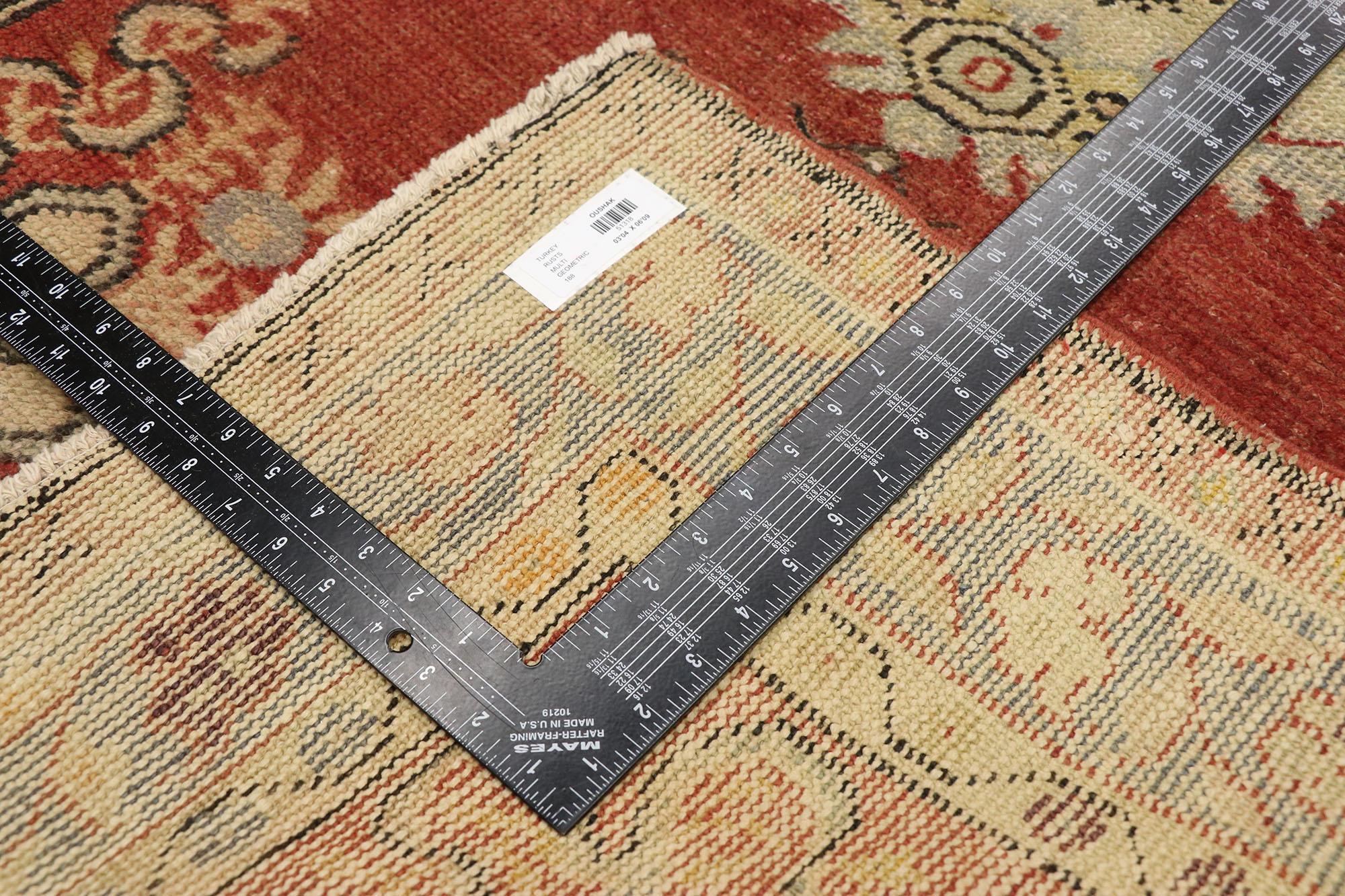 Alfombra turca Oushak vintage en Desgastado estado para la venta en Dallas, TX