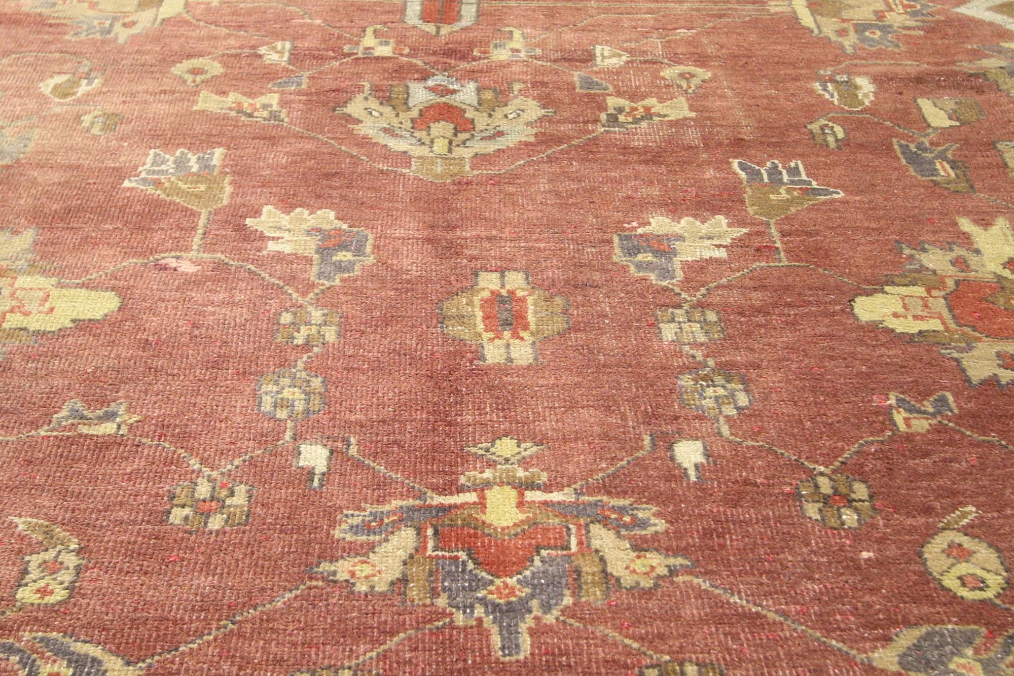 20th Century Vintage Turkish Oushak Rug For Sale