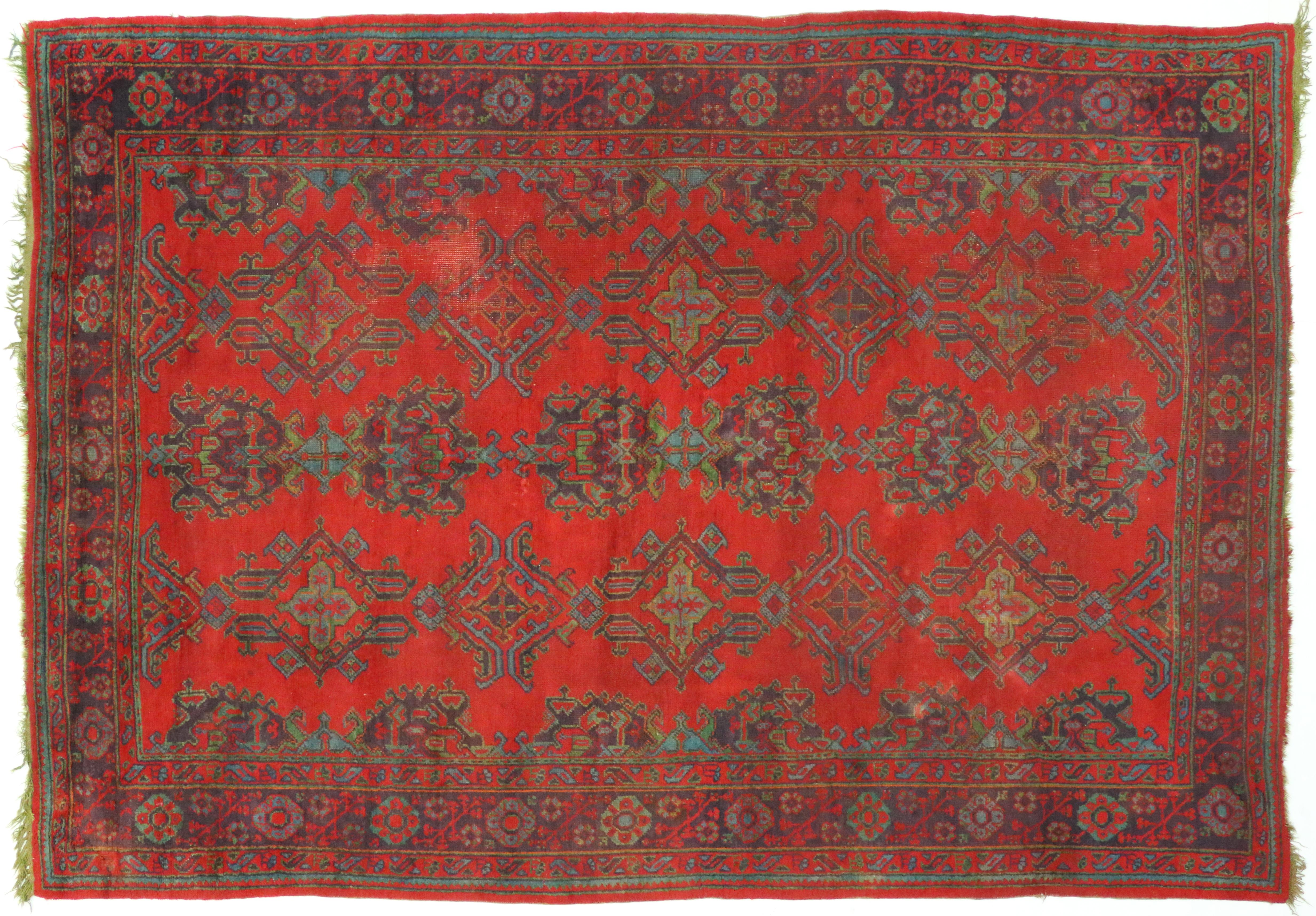 Vintage Turkish Oushak Rug Inspired by Thomas Eakins In Good Condition In Dallas, TX