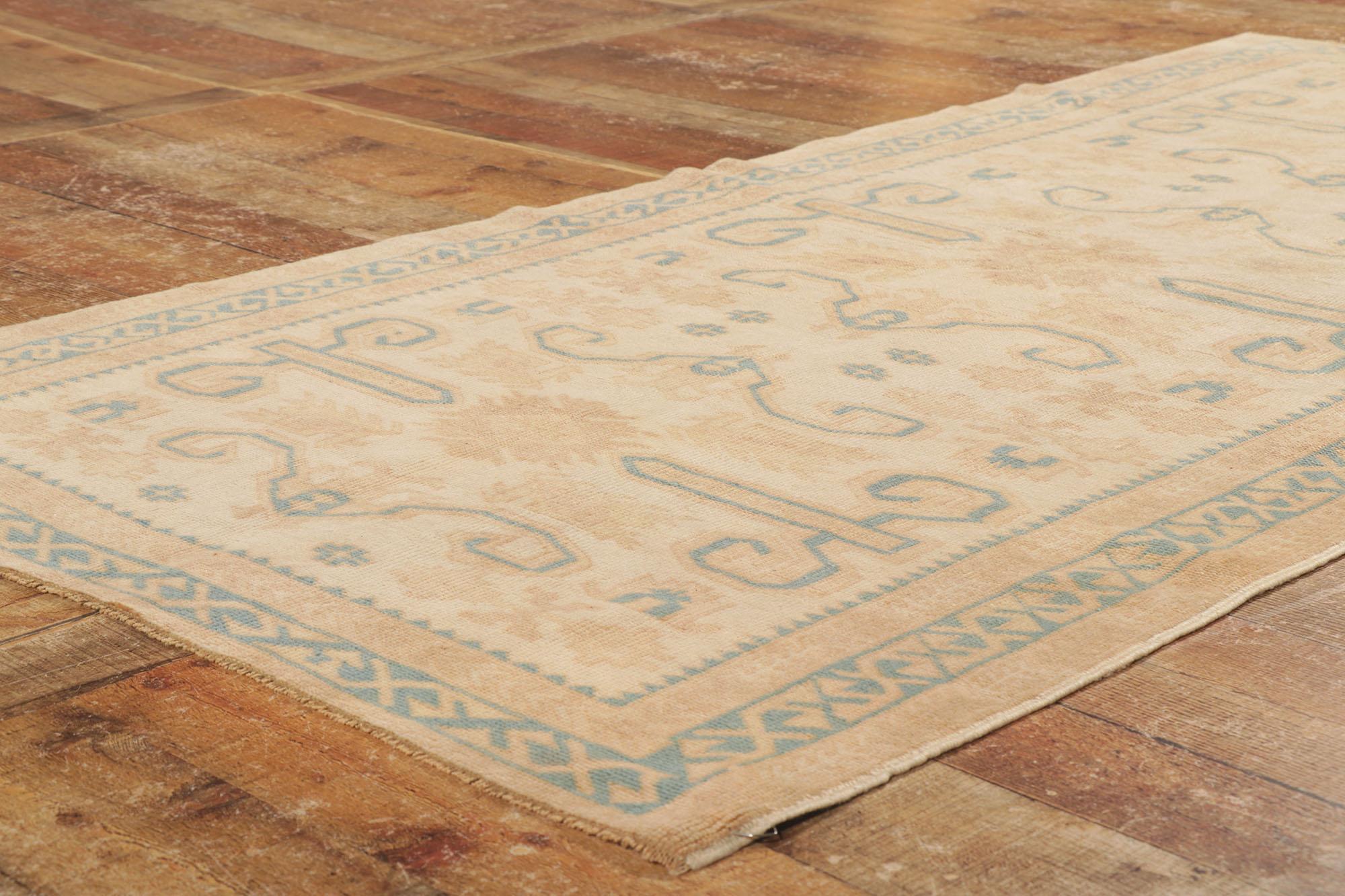Wool Vintage Muted Turkish Oushak Rug, Effortless Elegance Meets Quiet Sophistication For Sale