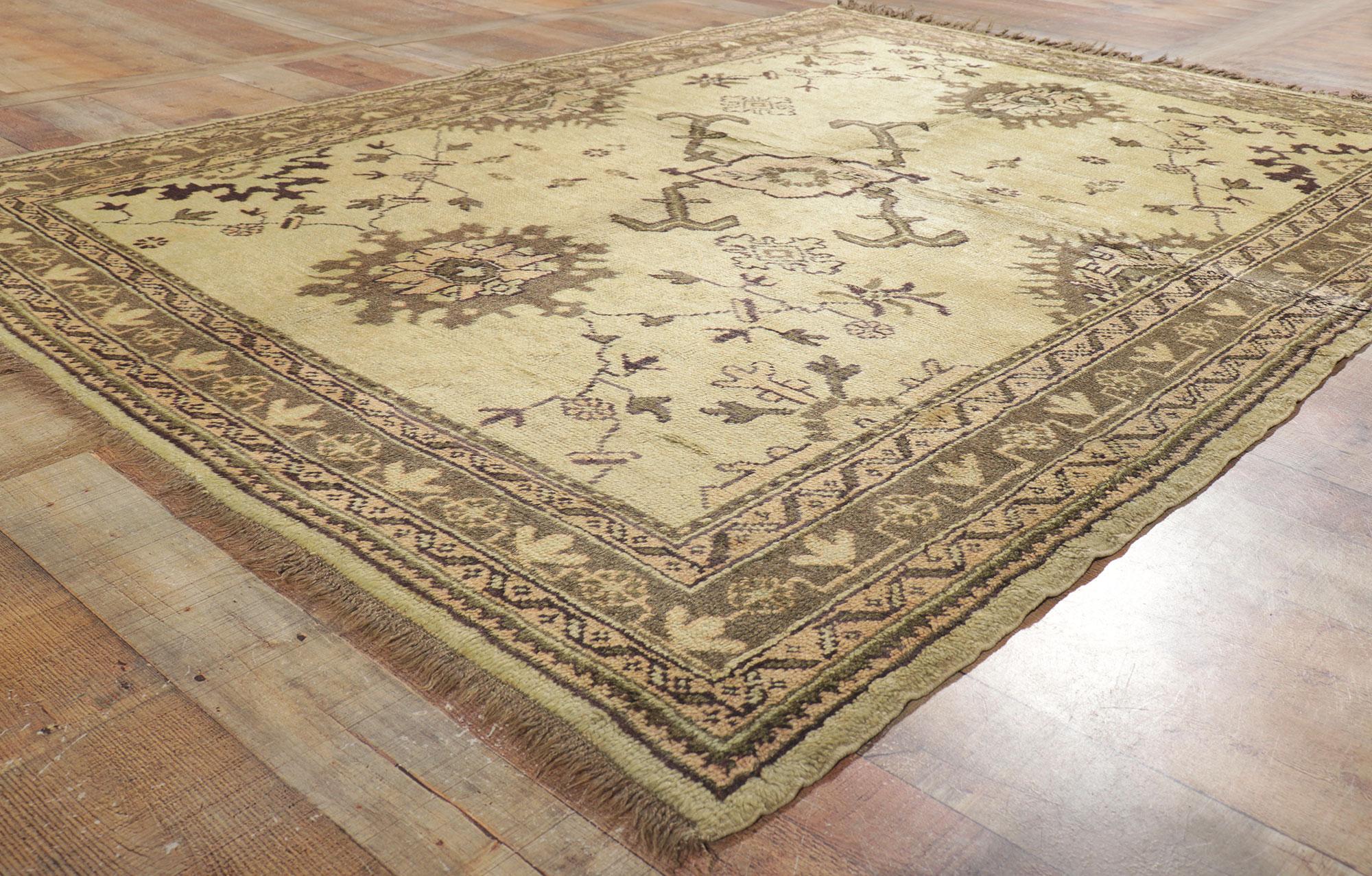 Wool Vintage Turkish Oushak Rug For Sale